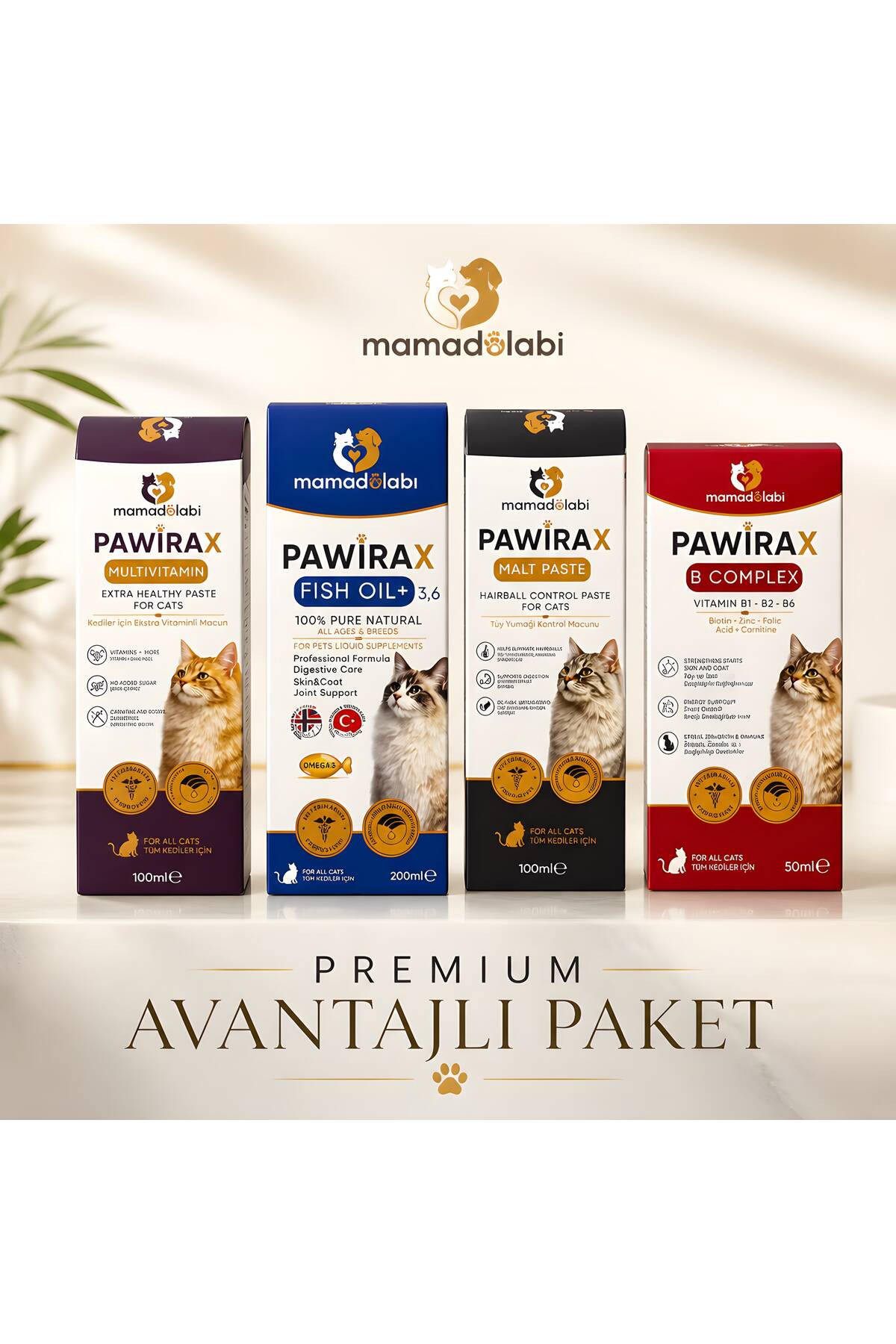ست مراقبت و تغذیه گربه پاویراکس Pawirax، ۴ قلم