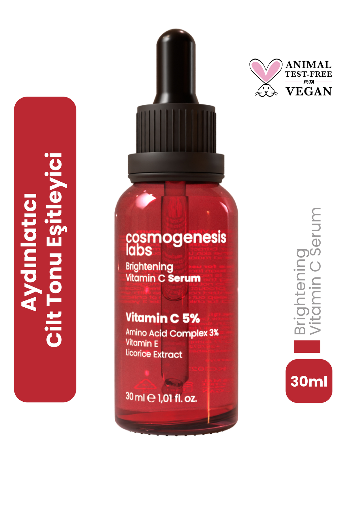 سرم پوست ویتامین C 30 میل روشن کننده صاف کاهش دهنده خطوط ریز وگان 5٪ Cosmogenesis Labs