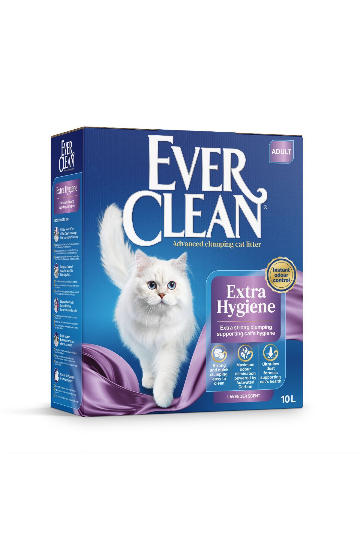 خاک گربه گلوله‌شونده ریزدانه با رایحه اسطوخودوس، سری Lavender، اورکلین Ever Clean، ۱۰ لیتر