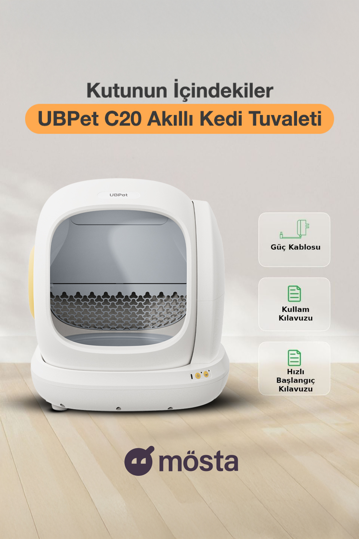 توالت گربه هوشمند و خودکار یوبی‌پت UBPet C20 مدل 010101003-WH