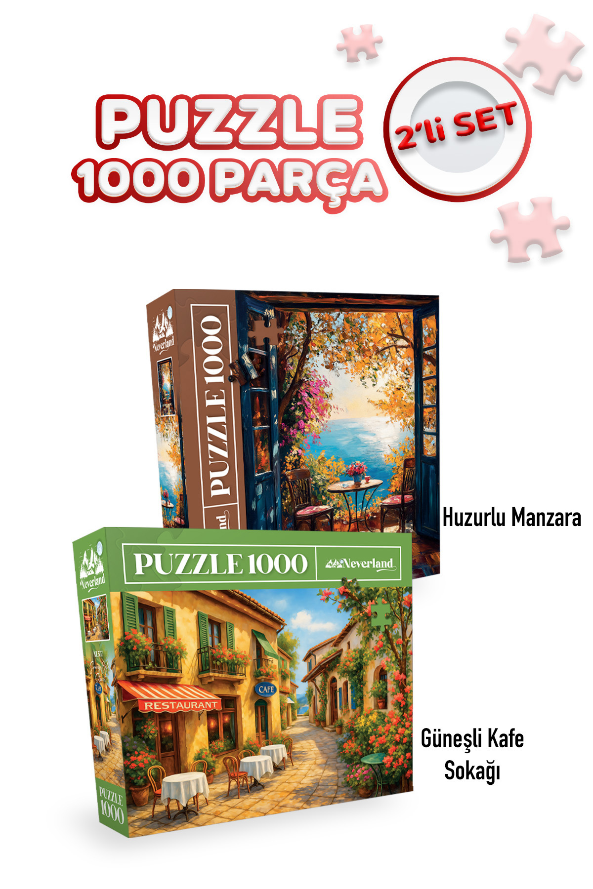 پازل 2 تکه 1000 منظره آرام و کافه خیابان آفتابگیر Neverland