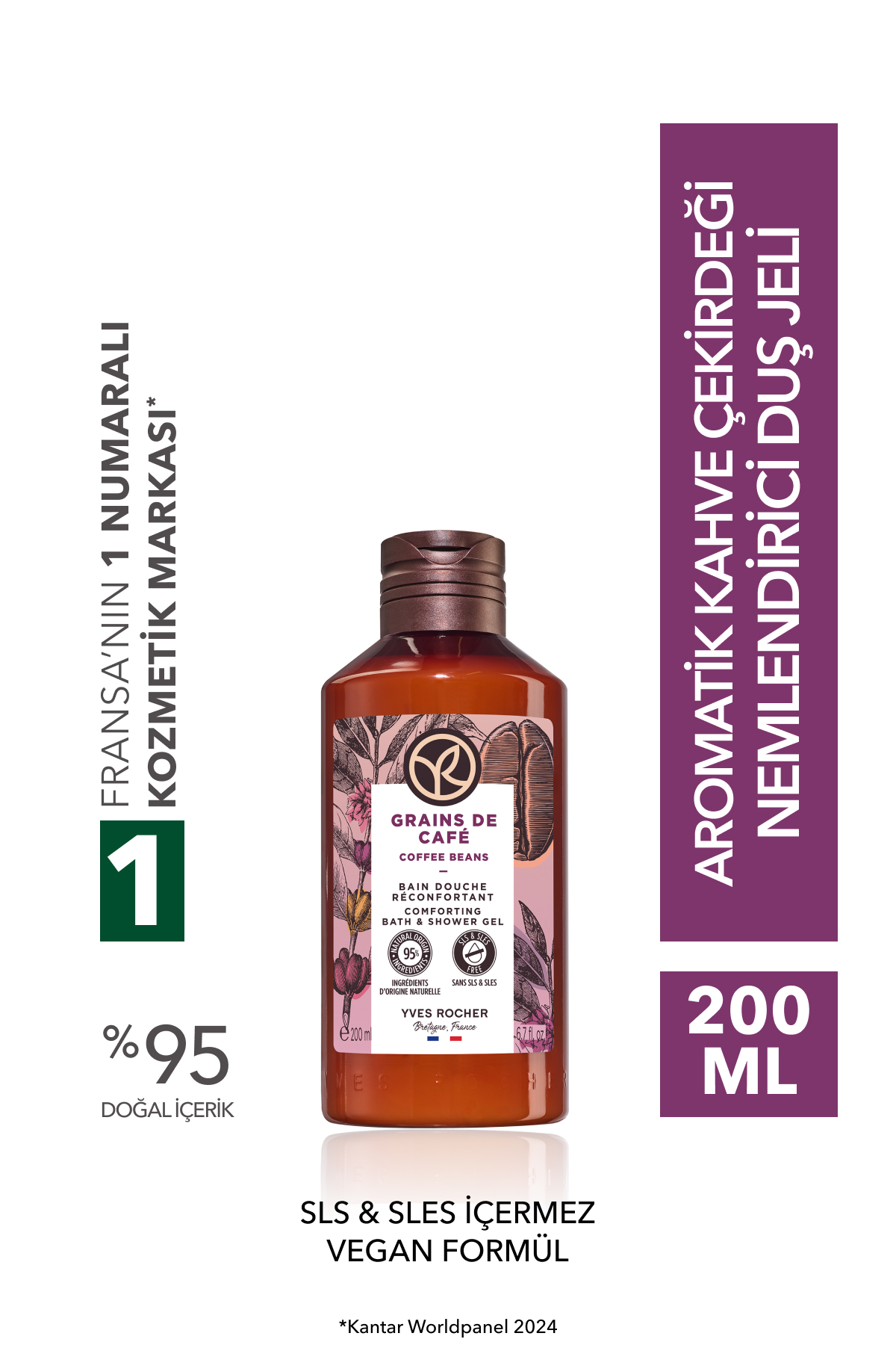 ژل دوش مردانه و زنانه مرطوب کننده دانه قهوه معطر 200ML 99231 Yves Rocher