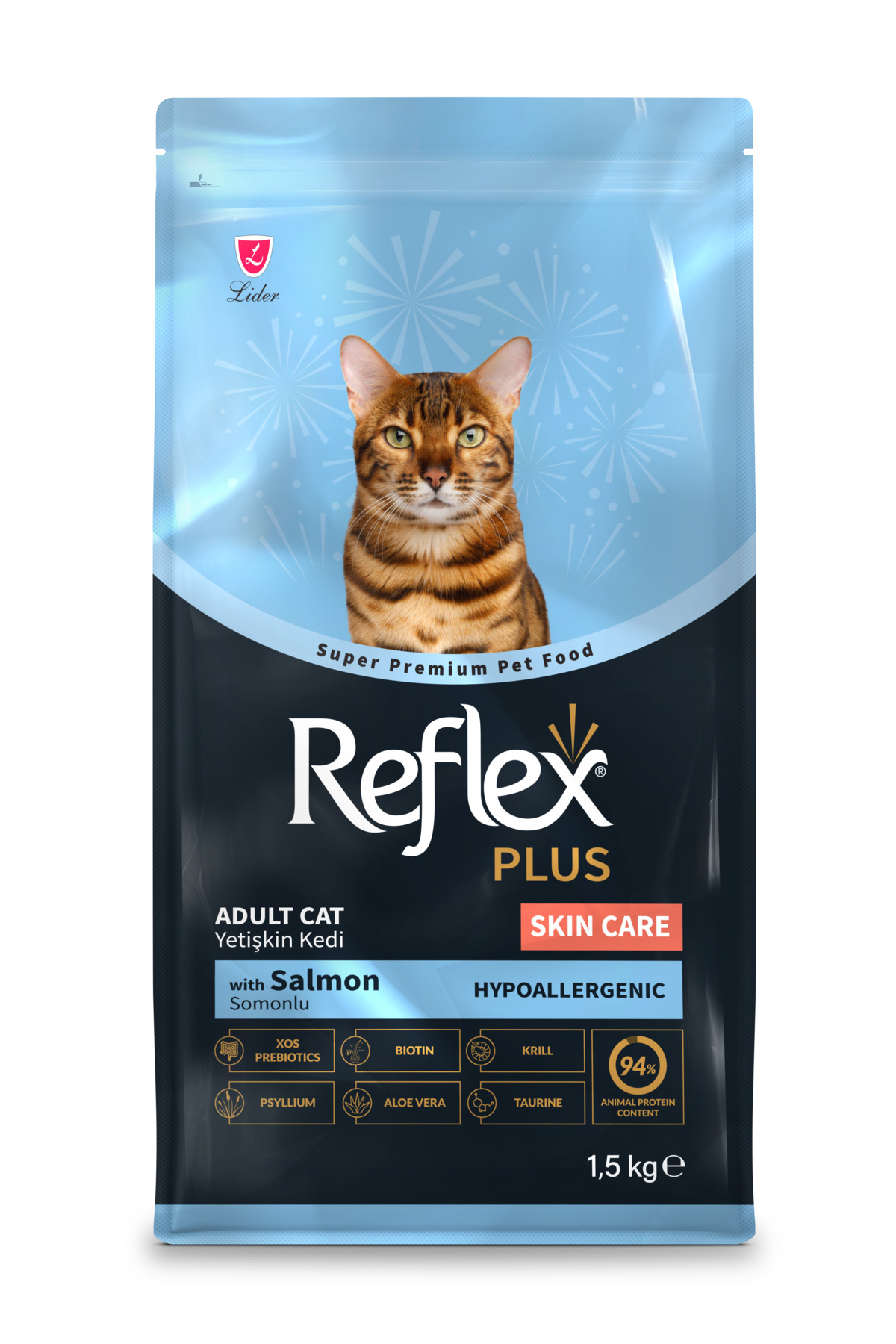 غذای خشک گربه رفلکس Reflex Plus Skin Care با طعم سالمون، ۱٫۵ کیلوگرم 1,5 Kg
