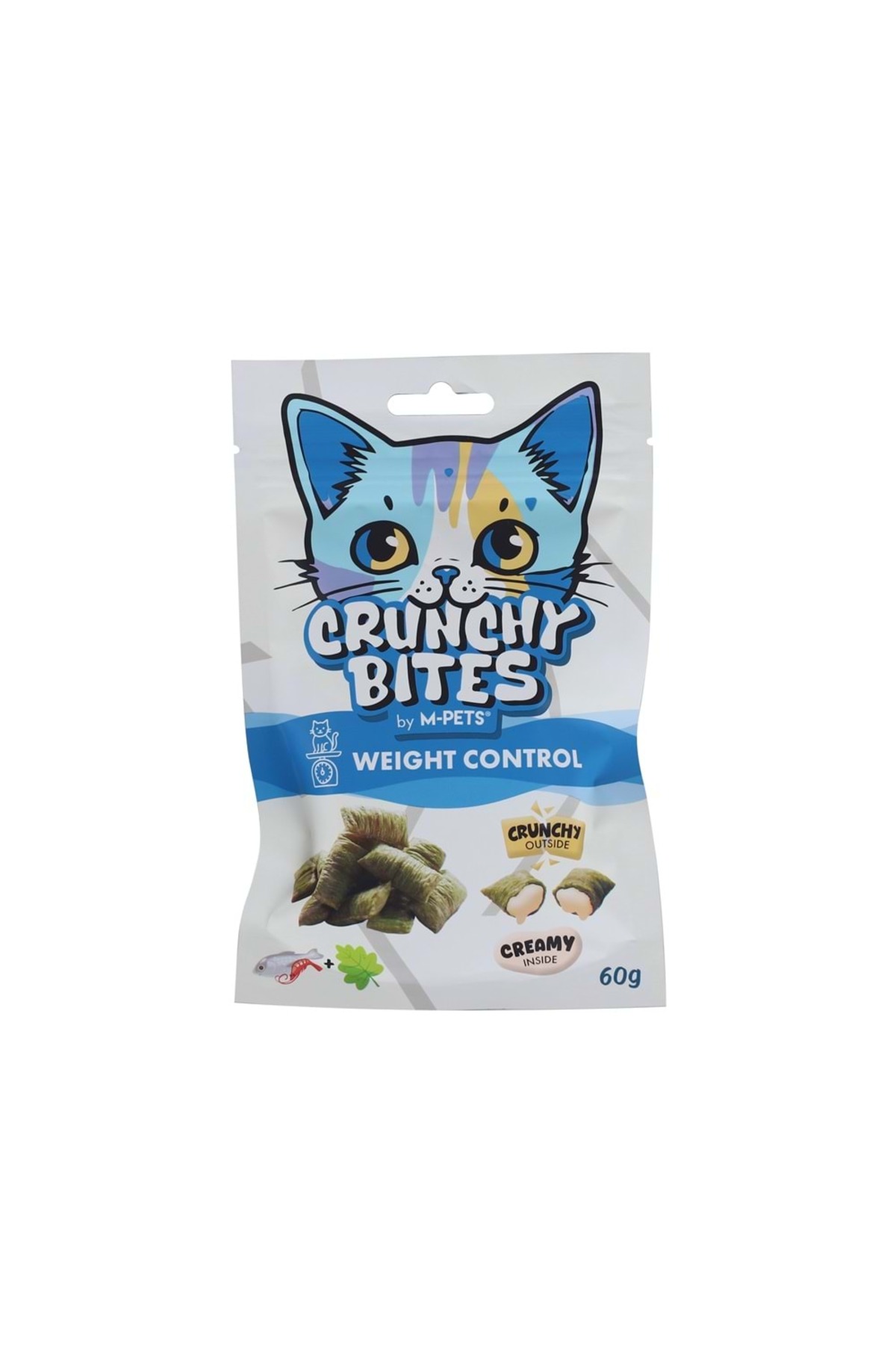 تشویقی گربه کنترل وزن CRUNCHY BITES، ام‌پتس M-PETS، ۶۰ گرم