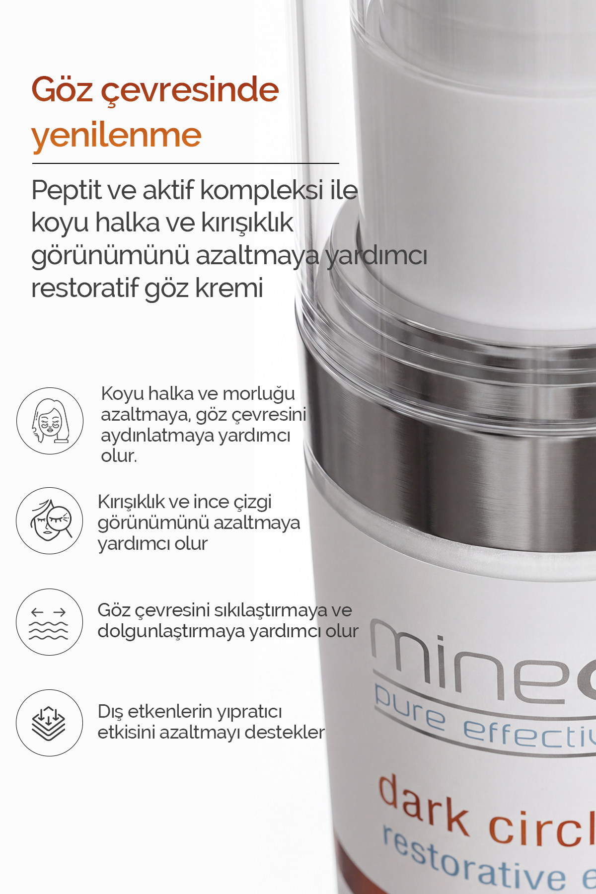 کرم دور چشم ترمیم کننده برای کاهش تیرگی و پف زیر چشم 20 میلی لیتر mineaderm