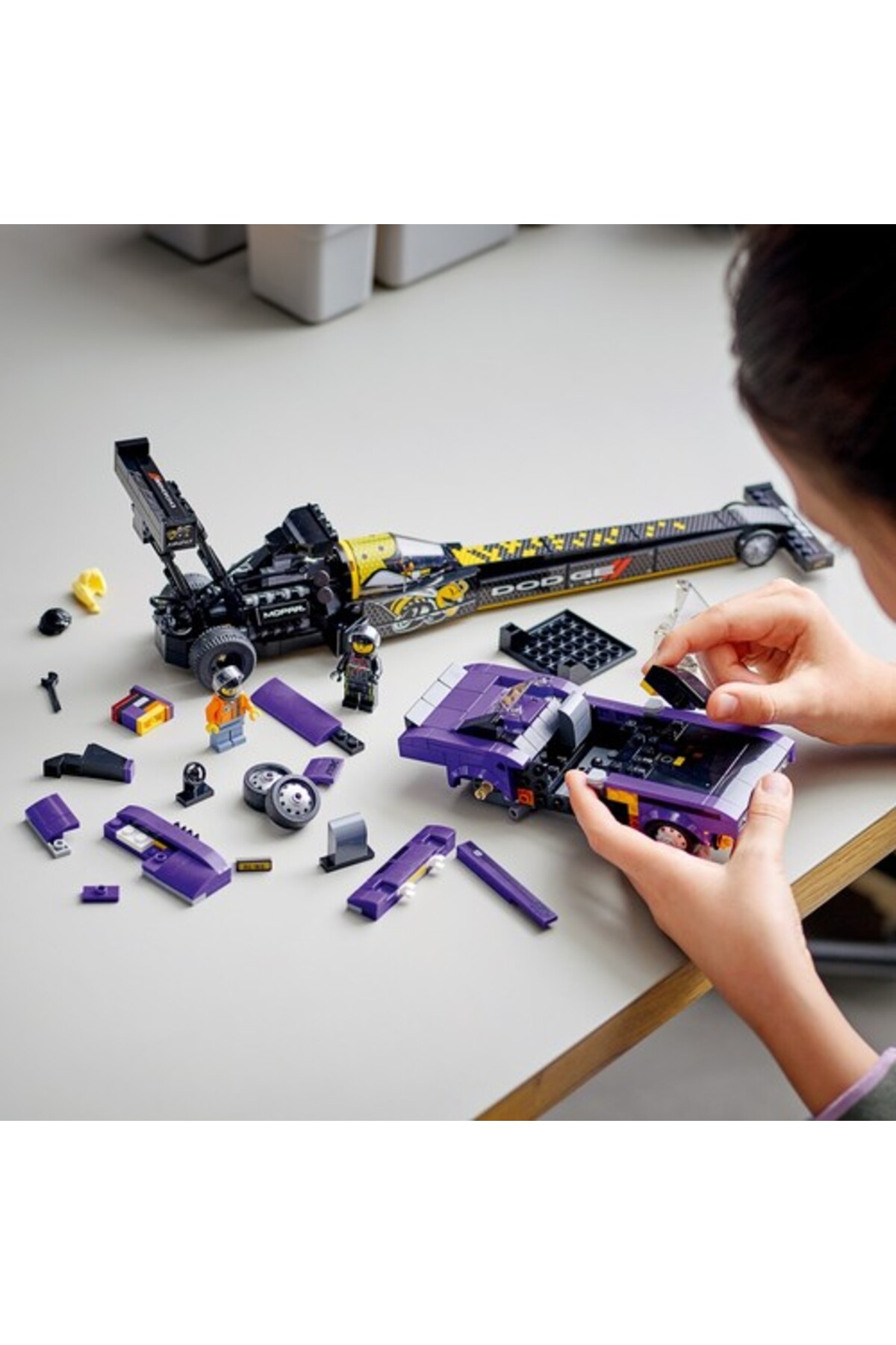 اسباب بازی های آموزشی SPEED ​​MOPAR DODGE SRT TOP FUEL DRAGSTER و 1970 CHALLENGER ​​76904 اورجینال LEGO