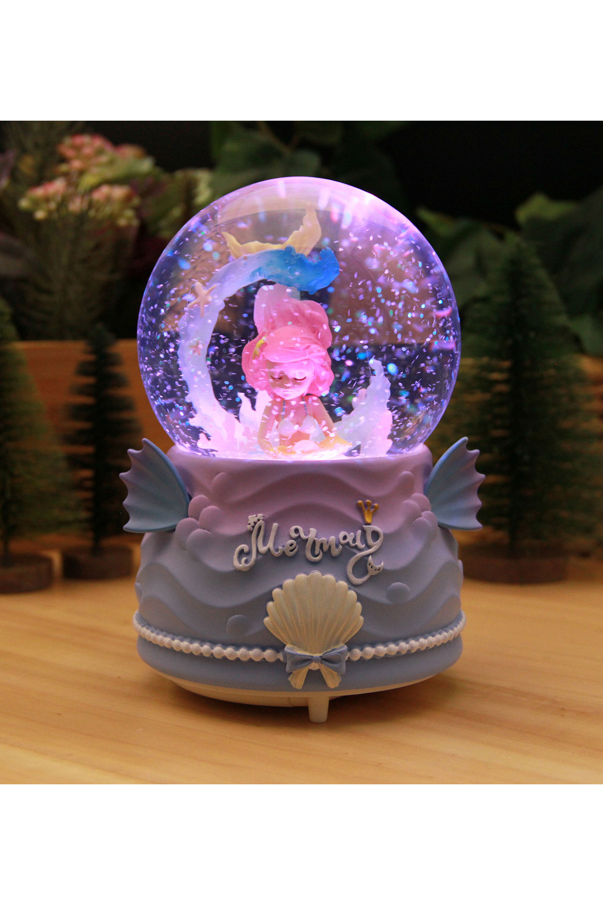 گوی برفی MERMAID SNOW GLOBE با اندازه مگا موتور چراغ و موسیقی از ترکیه HEDİYEBİZİZ