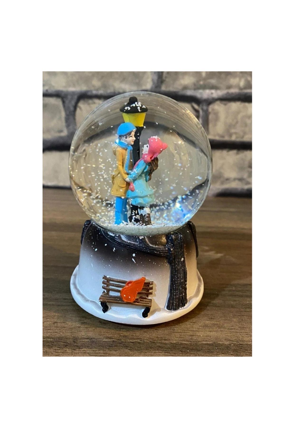 گوی برفی هدیه برای LOVER STREET LAMP SNOW GLOBE و گردنبند خورشیدی زیرکون دوار از ترکیه rk tasarım
