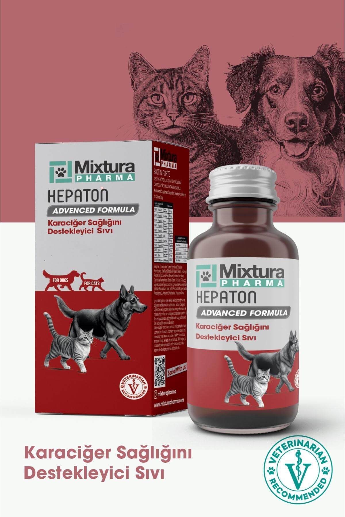 مکمل غذایی مایع Hepaton برای گربه و سگ میکستورا فارما Mixtura Pharma