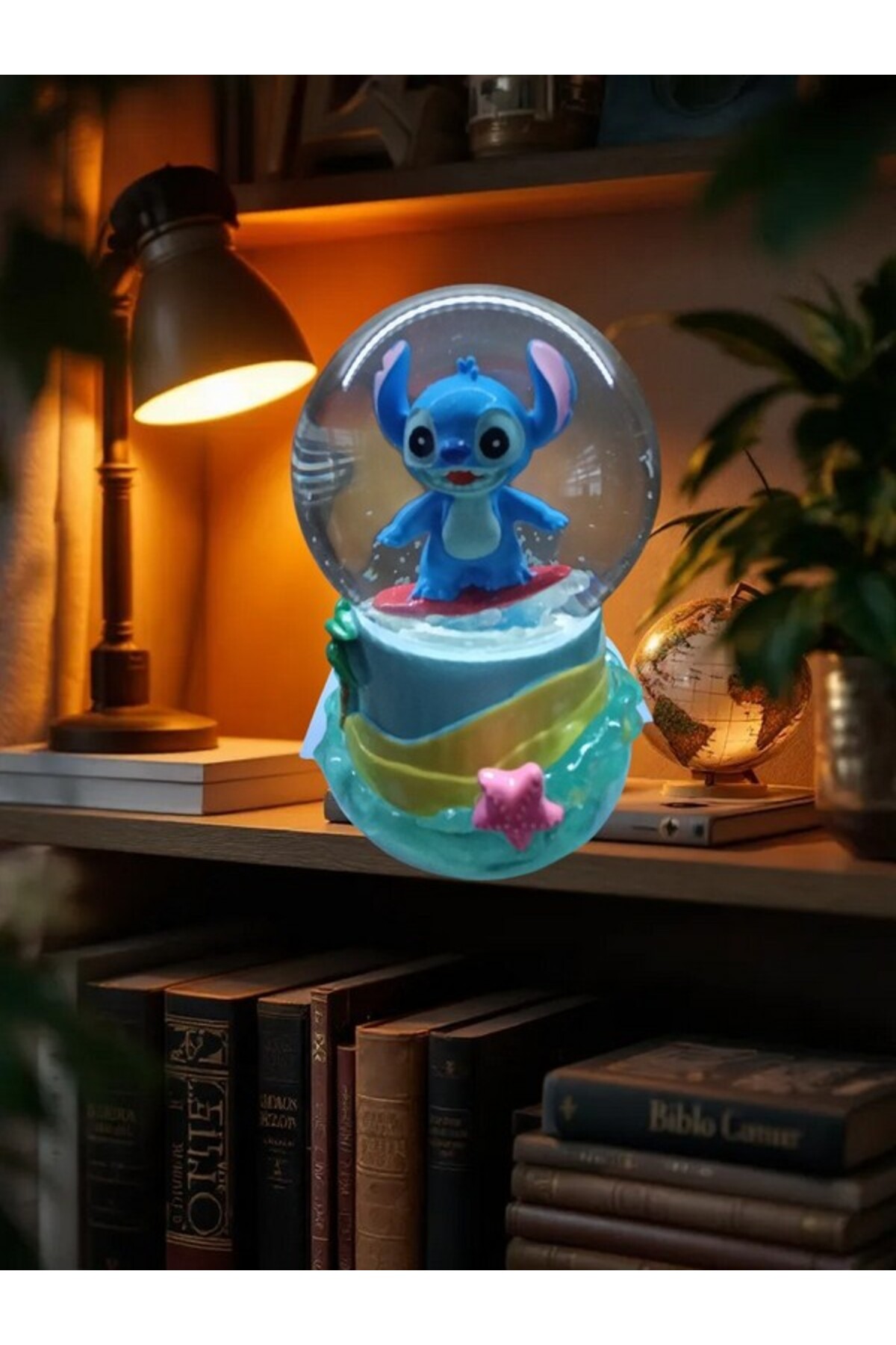 گوی برفی روشنایی 10CM 8CM رنگ ​​آبی پایه زرد STITCH SNOW GLOBE از ترکیه Online