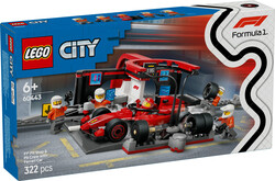 مجموعه ساختنی فرمول ۱ فراری و پیت‌استاپ لگو LEGO سیتی City مدل 60443، ۳۲۲ قطعه، حداقل ۶ سال