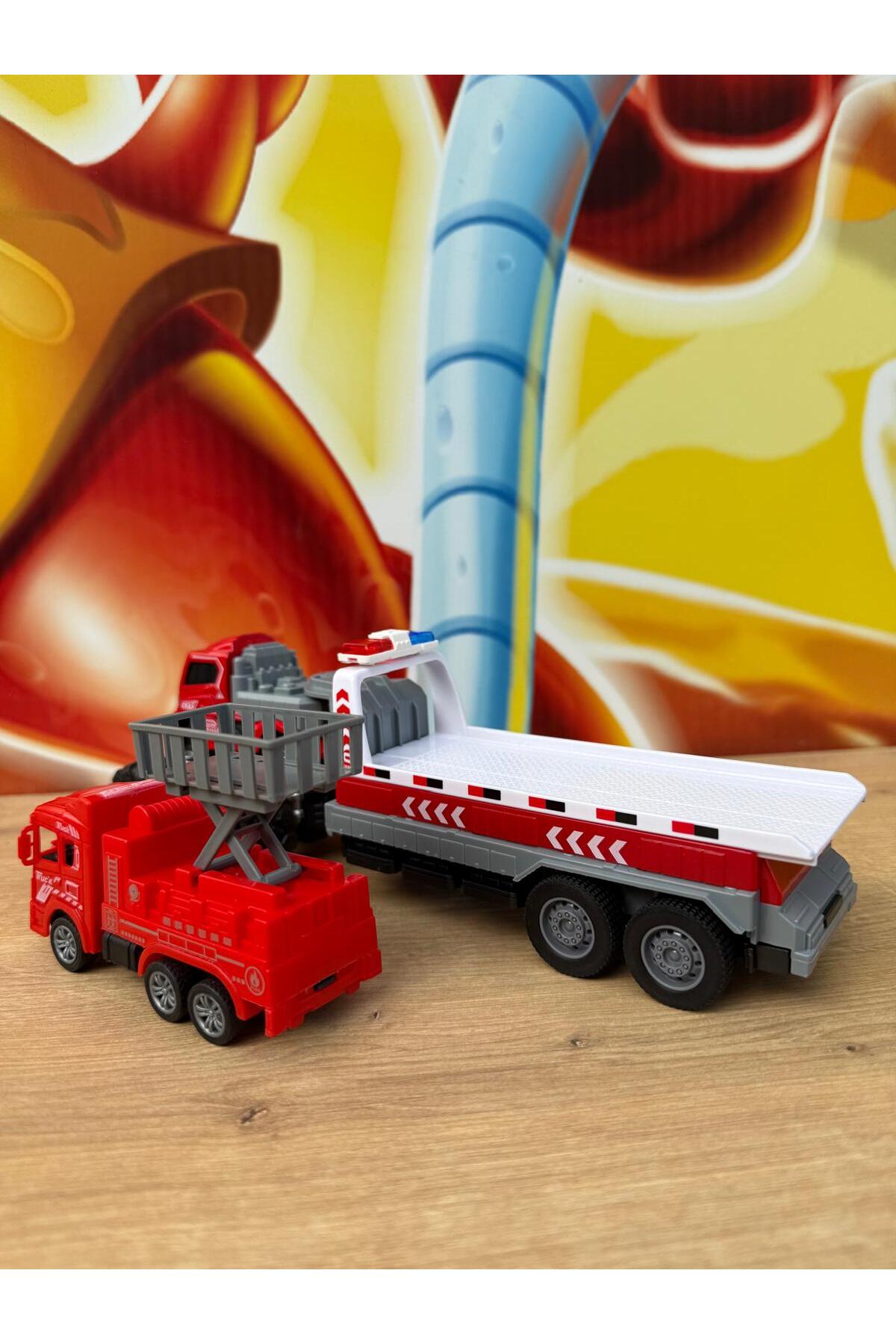 ماشین اسباب بازی مجموعه آتش نشانی 4X4 اصطکاکی دایکاست scntoys