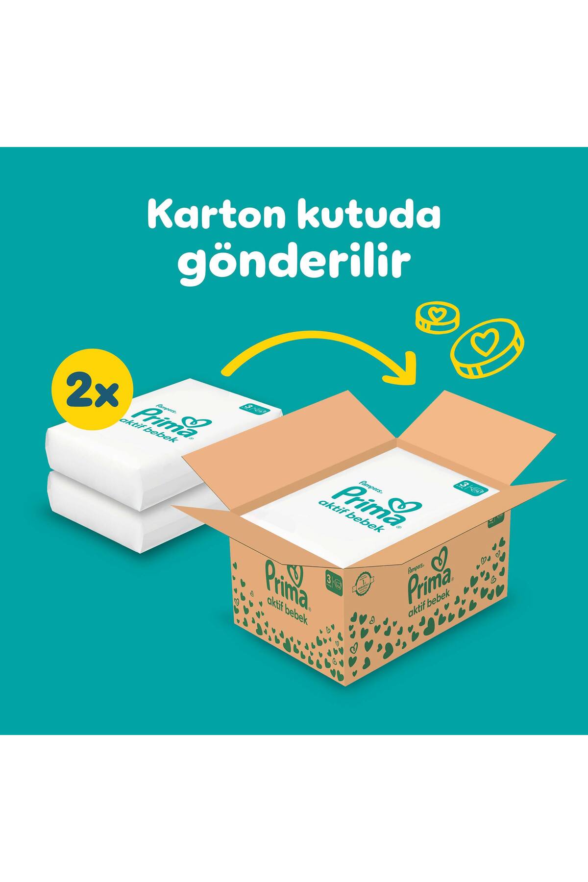 پوشک بچه بسته فرصت ماهانه اکتیو سایز 3 156 عدد اورجینال Prima