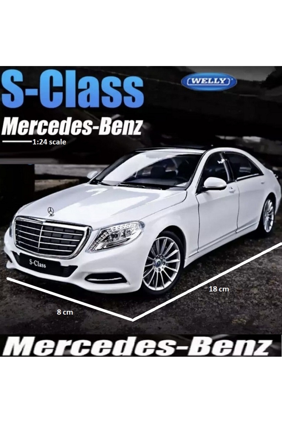مدل خودرو مرسدس بنز S500 S CLASS 1:24 SCALE METAL MODEL CAR DIECAST COLLECTION 18X8CM از ترکیه OYUNCAKSAHİLİ