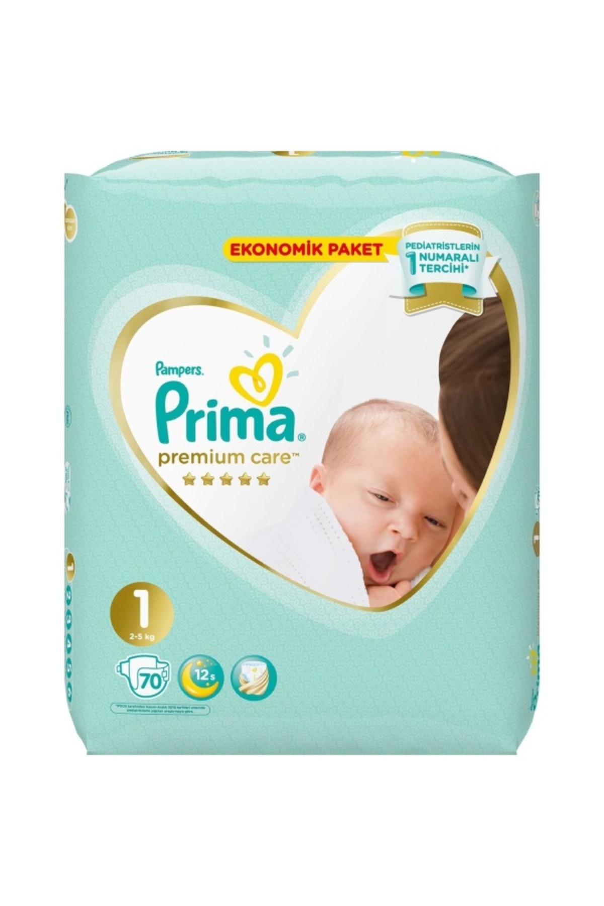 پوشک بچه CARE PREMIUM بسته اقتصادی 1 سایز 70 عدد اورجینال Prima