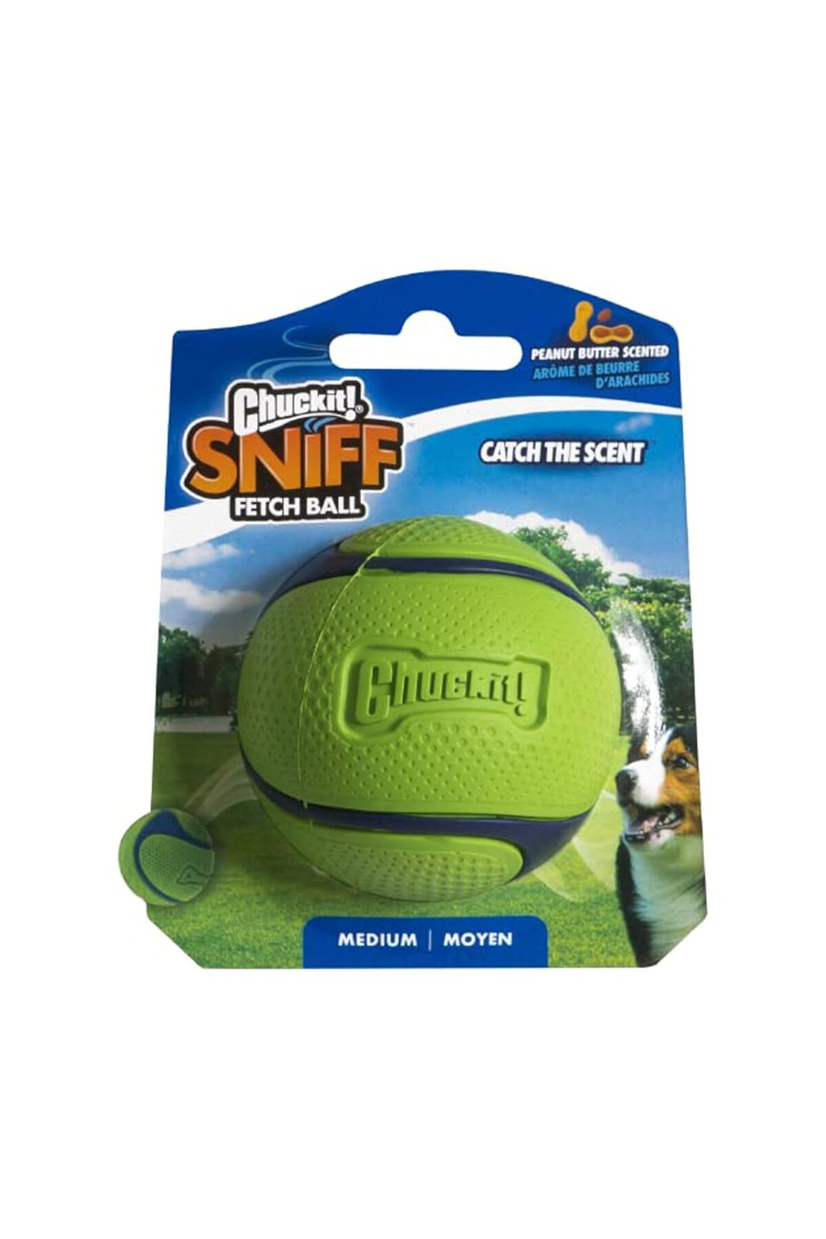 توپ اسباب‌بازی سگ چاکیت Chuckit Sniff Ball، لاستیکی با رایحه کره بادام‌زمینی چندرنگ