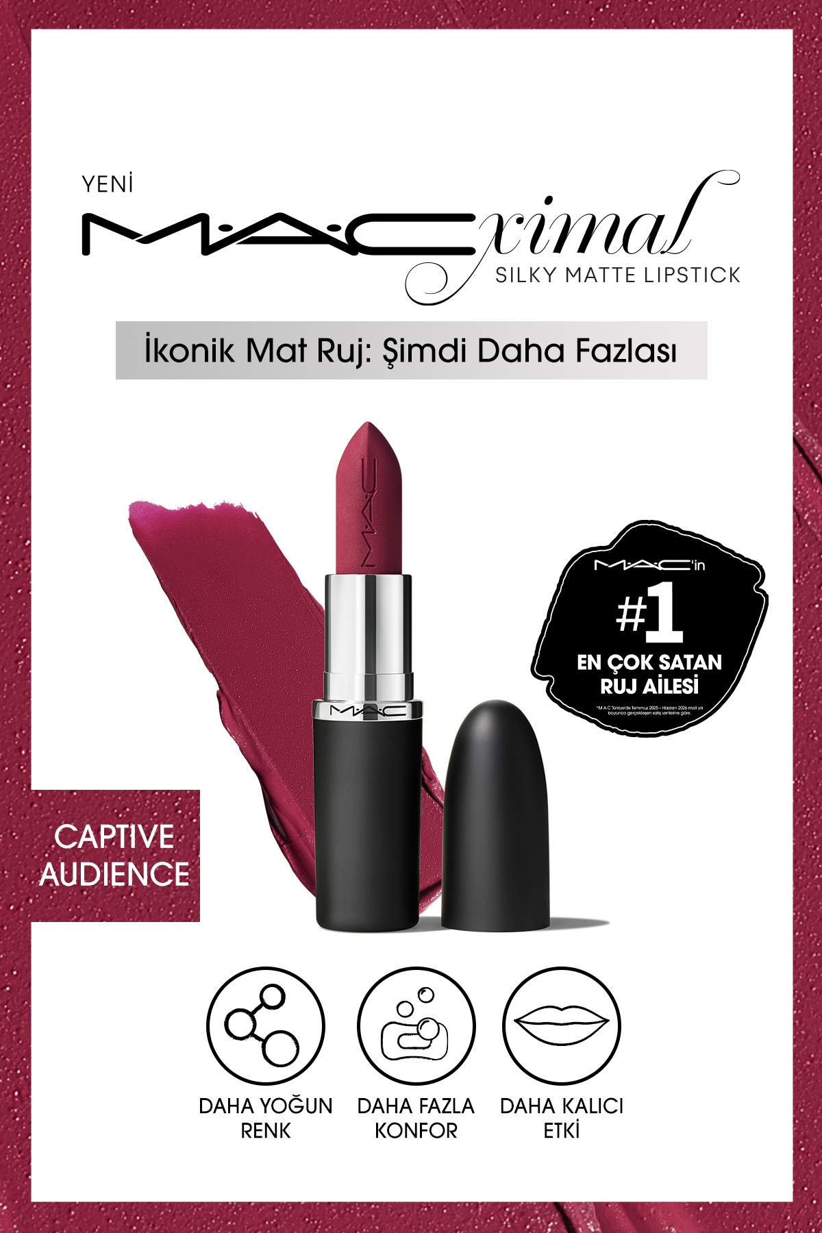 Mac رژ لب مخملی مرطوب کننده با رنگدهی فوق العاده جمعیت مخاطبین
