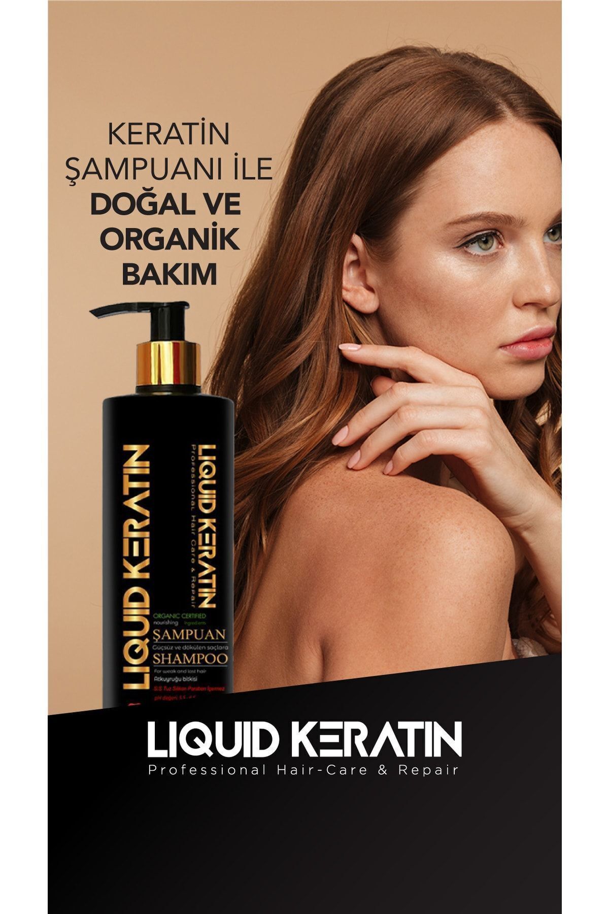شامپو کراتینه طبیعی و بدون نمک سولفات 350 میل تقویت کننده ضد ریزش مو Liquid Keratin