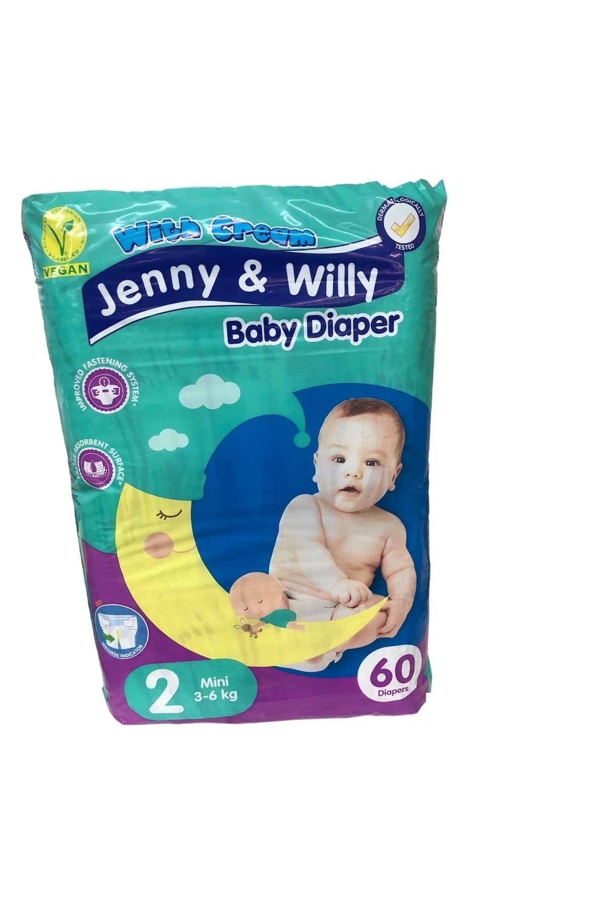 پوشک بچه وگان 2 سایز 3 6 کیلو گرمی بسته 60 عددی ADVANTAGE اورجینال Jenny &amp; Willy