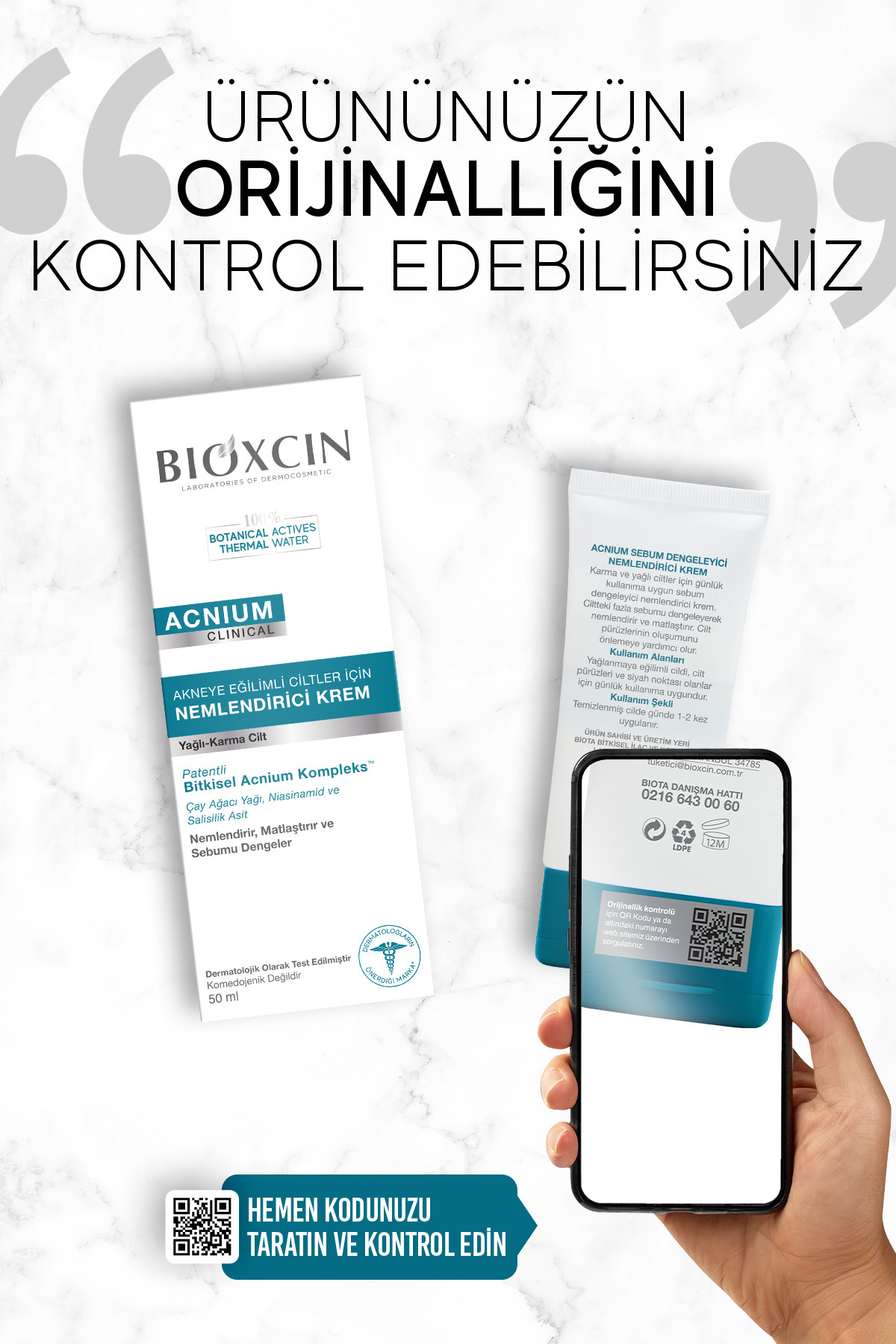 کرم مرطوب‌کننده کنترل‌کننده سبوم 50 میلی‌لیتر با سالیسیلیک اسید و روغن درخت چای بیوکسکین Bioxcin