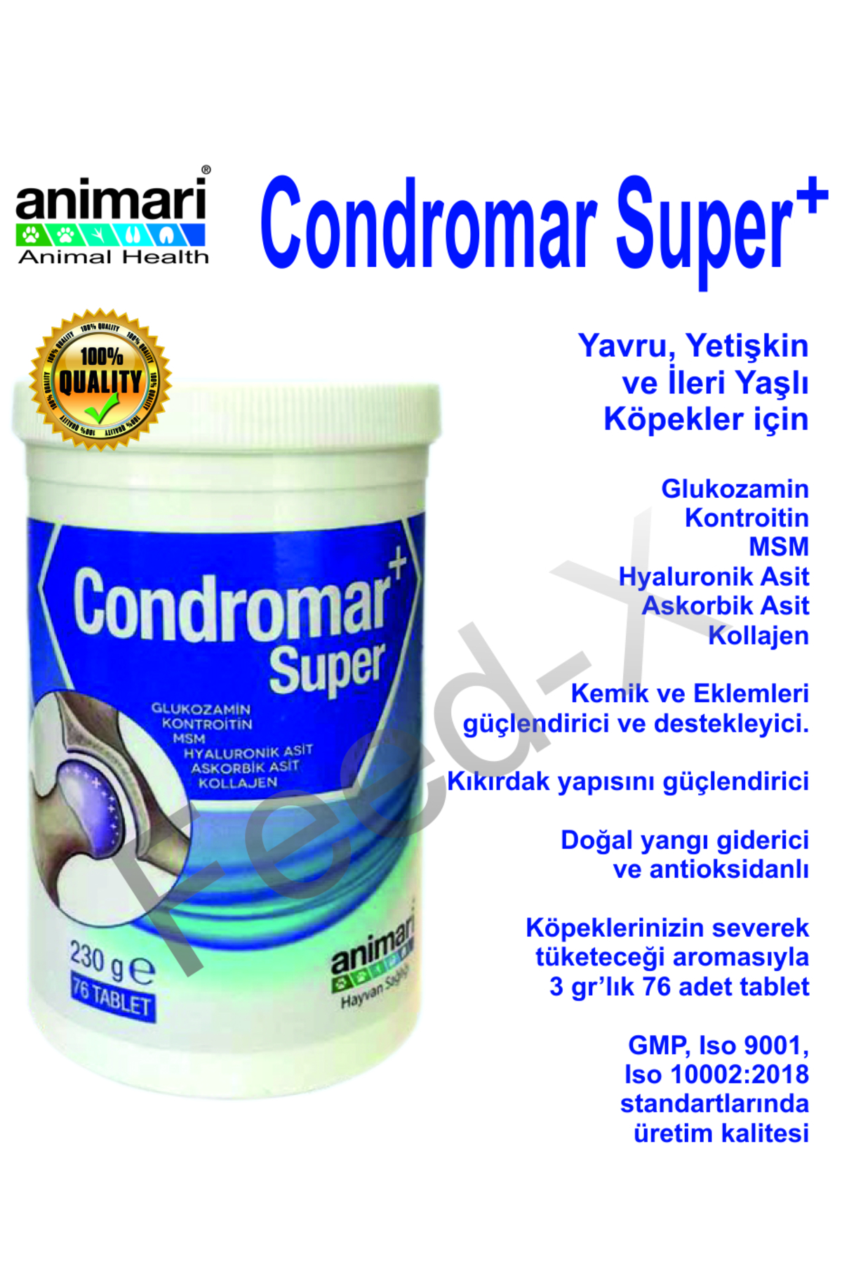 قرص گلوکوزامین سگ Condromar Super، ۷۶ عدد، ۲۳۰ گرم | انیماری animari