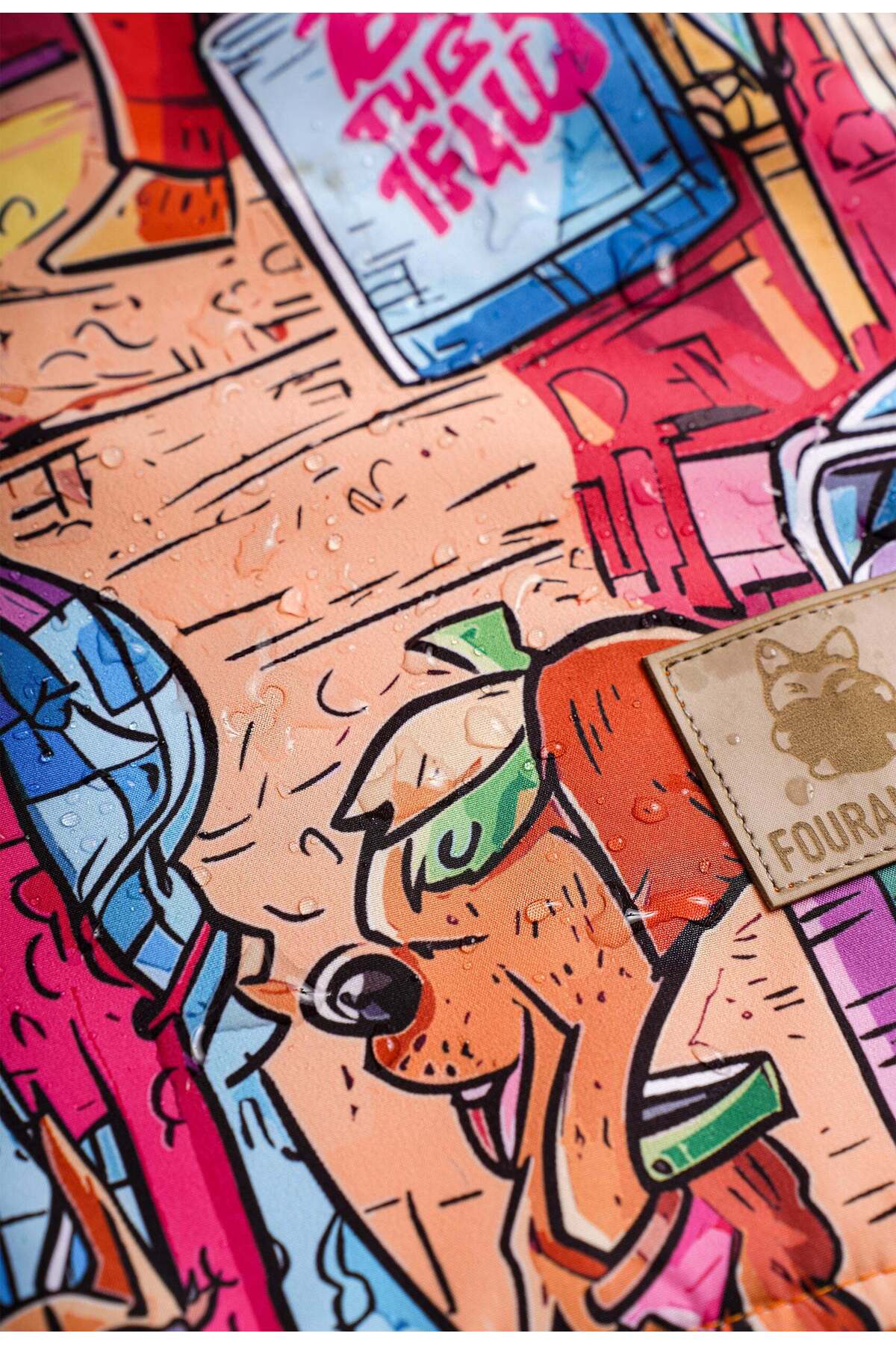 بارانی سگ نژاد بزرگ فورامور fouramour، مدل LBURDC26020، طرح Colorful Dog City نارنجی