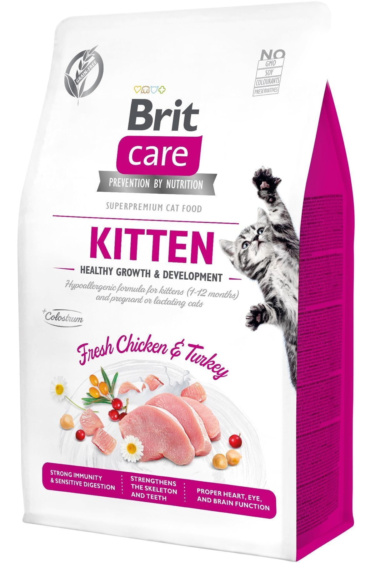 غذای خشک بچه‌گربه بریت Brit Care بدون غلات با طعم طیور، ۲ کیلوگرم