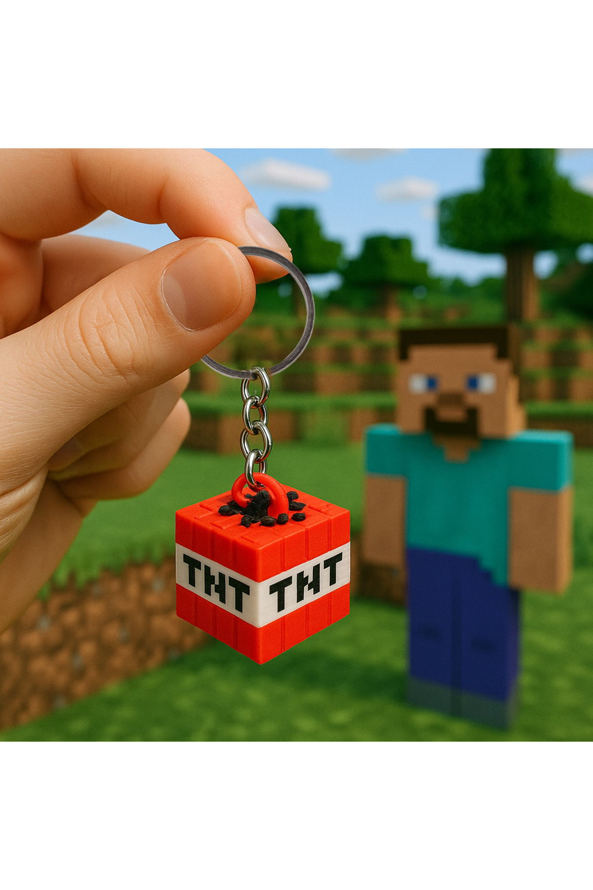 جاکلیدی TNT MINECRAFT با مضمون سه بعدی مکعب پلیر کادو Flexilab Creative