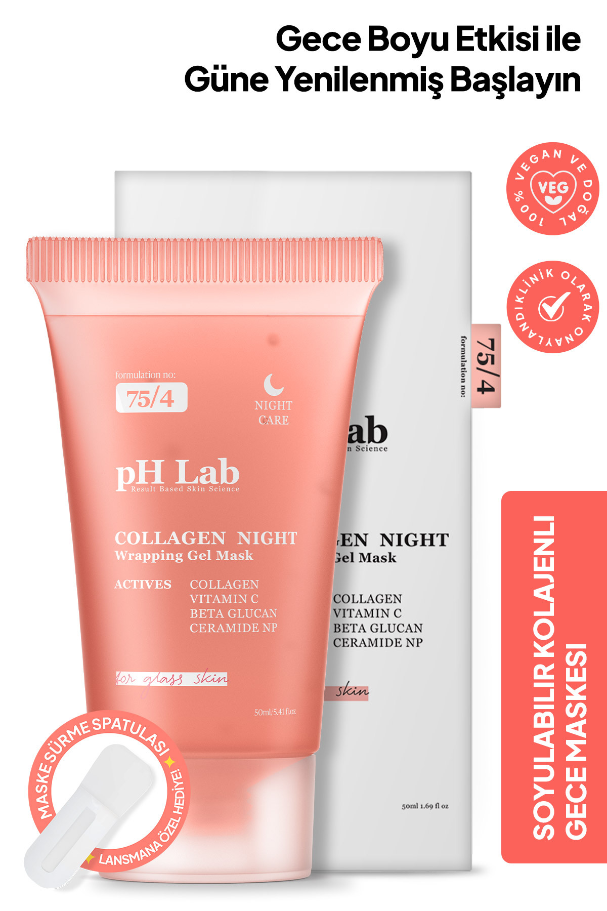 ماسک صورت شب کلاژن PHLAB کالج را لایه برداری کنید Ph Lab