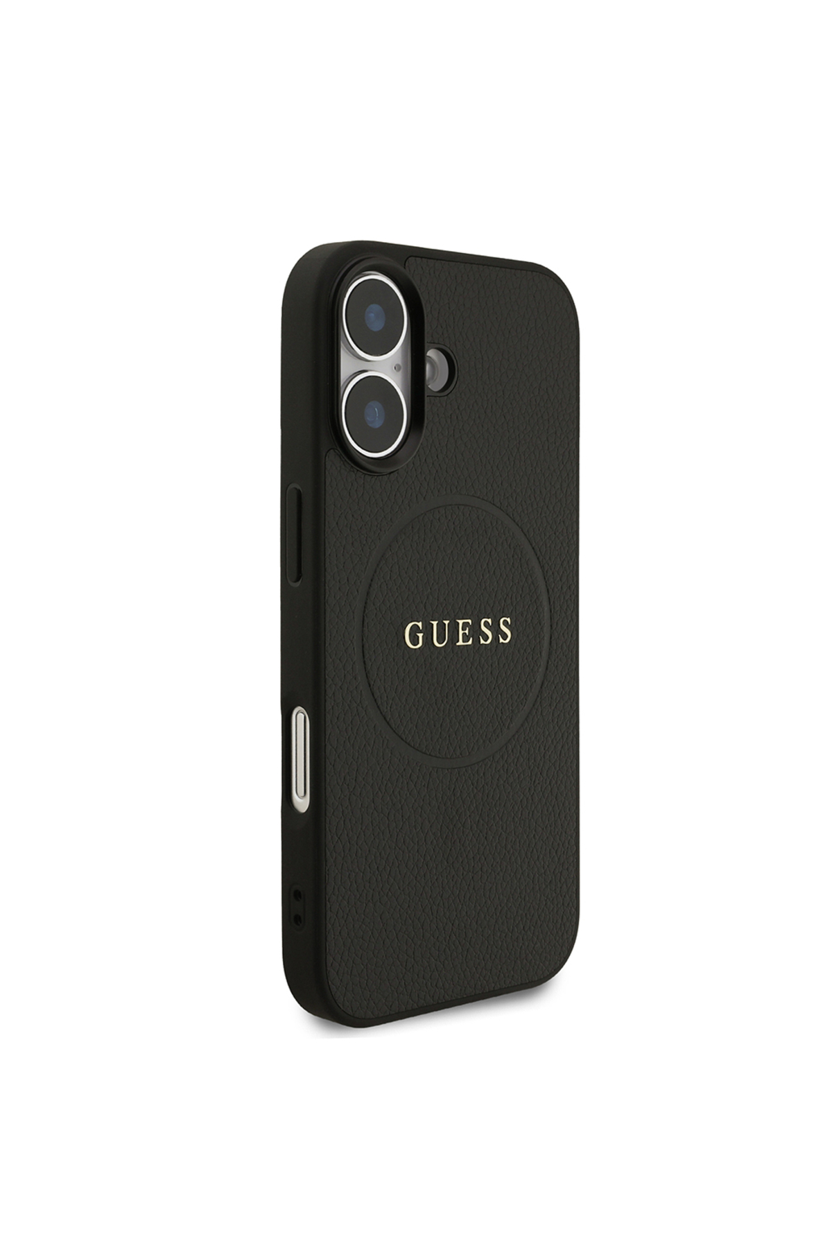 کاور و قاب سازگار با IPHONE 17 اصل دارای مجوز شارژ M SAFE پوشش چرمی PU لوگوی متنی مشکی اورجینال Guess