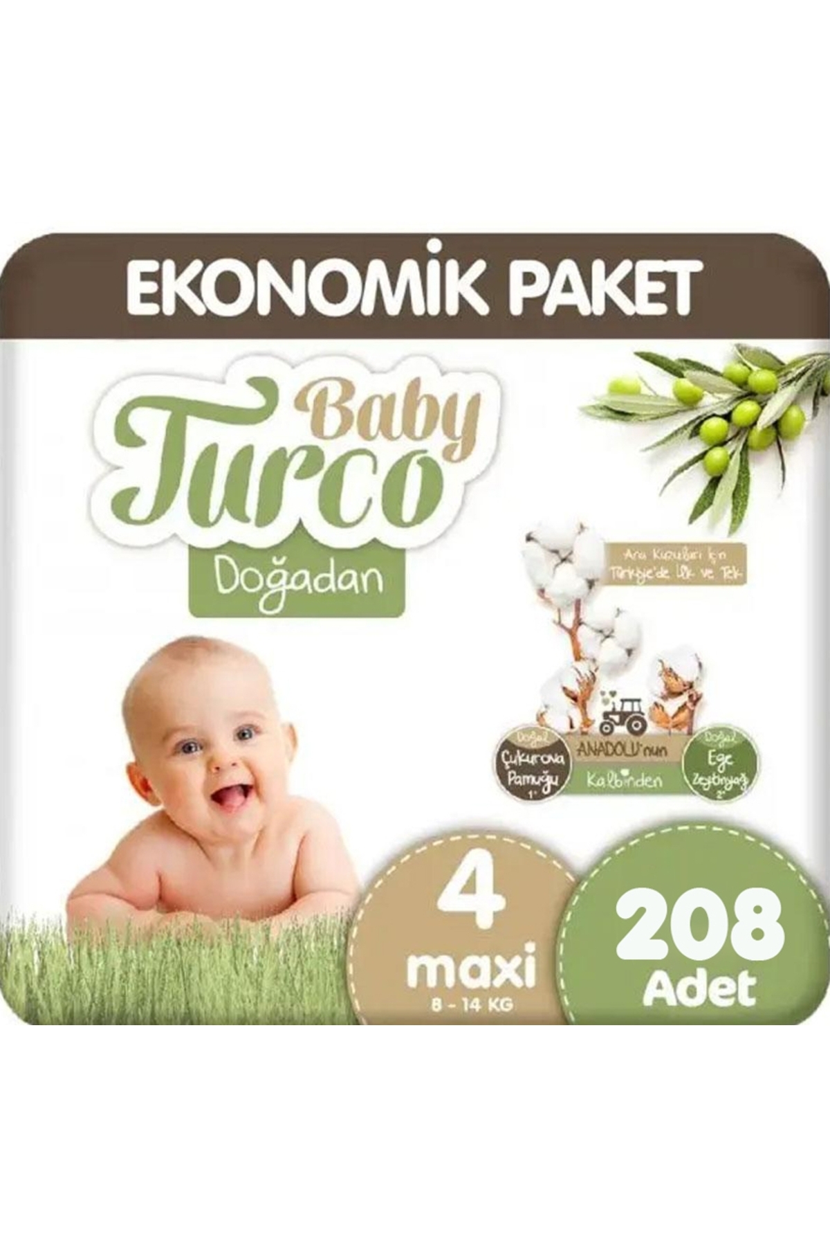 پوشک بچه ULTRA 4 NO MAXI 104 PCS X 2 اورجینال Baby Turco