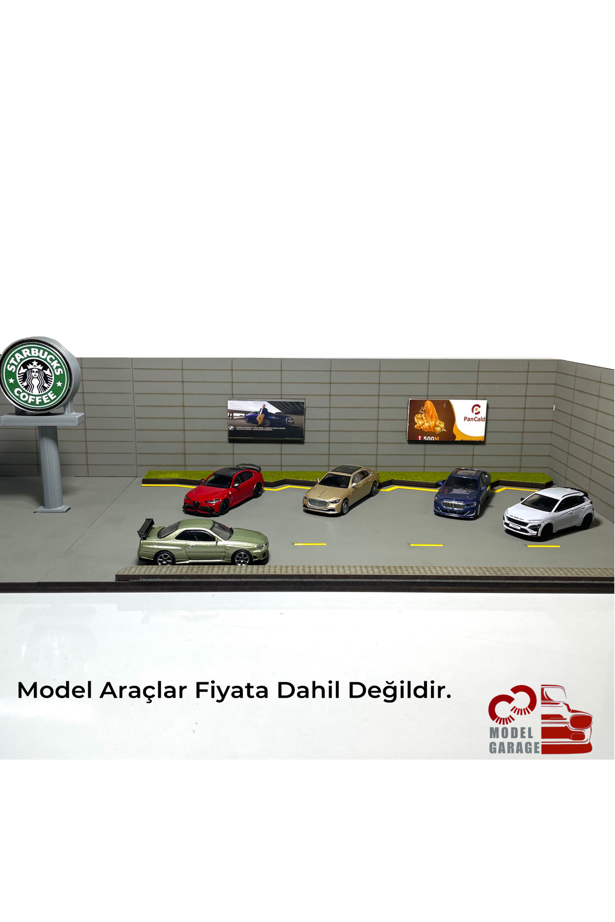 مدل خودرو 1 64 مقیاس STARBUCK.S DIORAMA PARKING DIECAST قفسه نمایش TOY اورجینال ÜRETİM