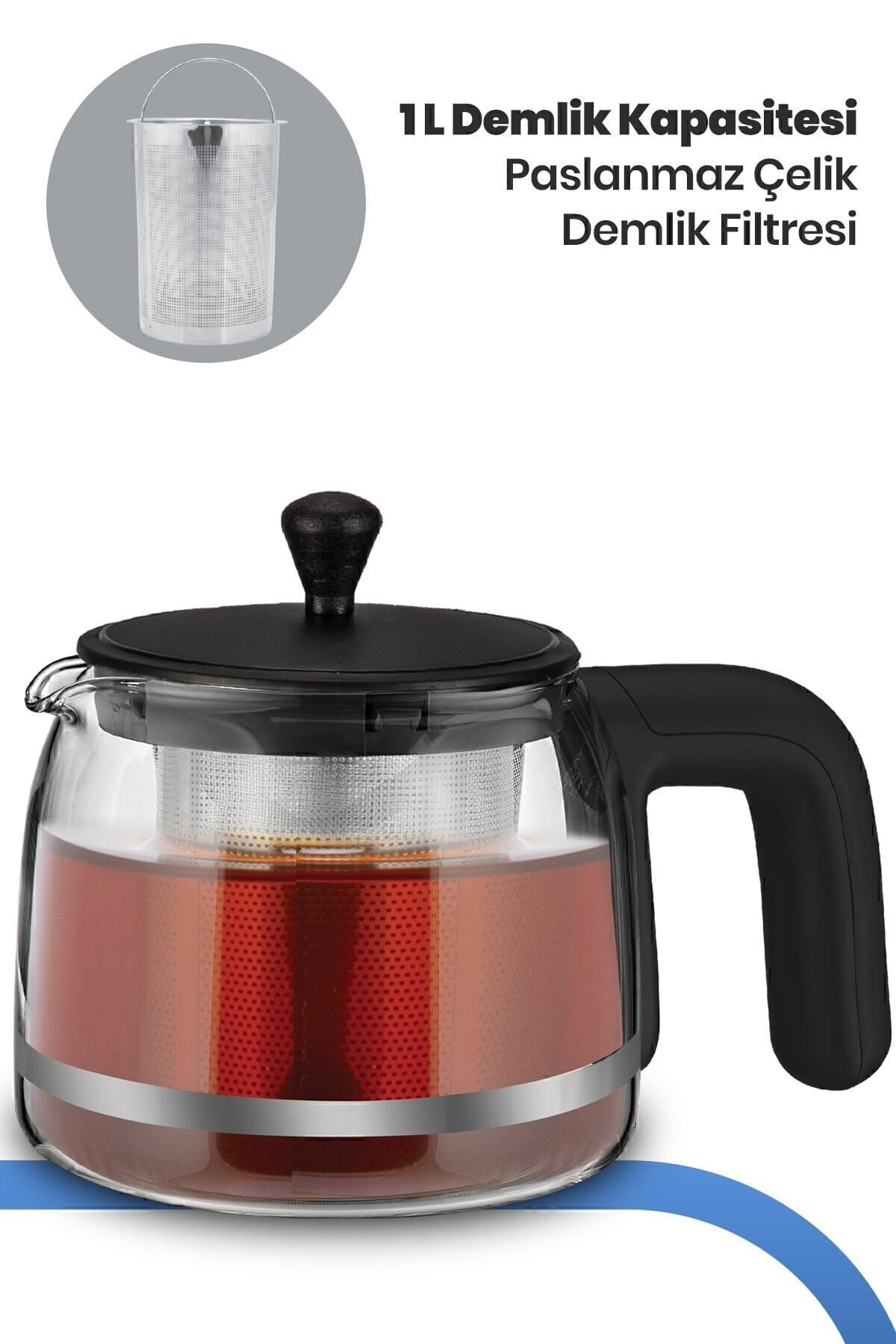 چای ساز و کتری DEM INOX 2200 WATT XL شیشه ای استیل با قوری ضد زنگ اورجینال GoldMaster