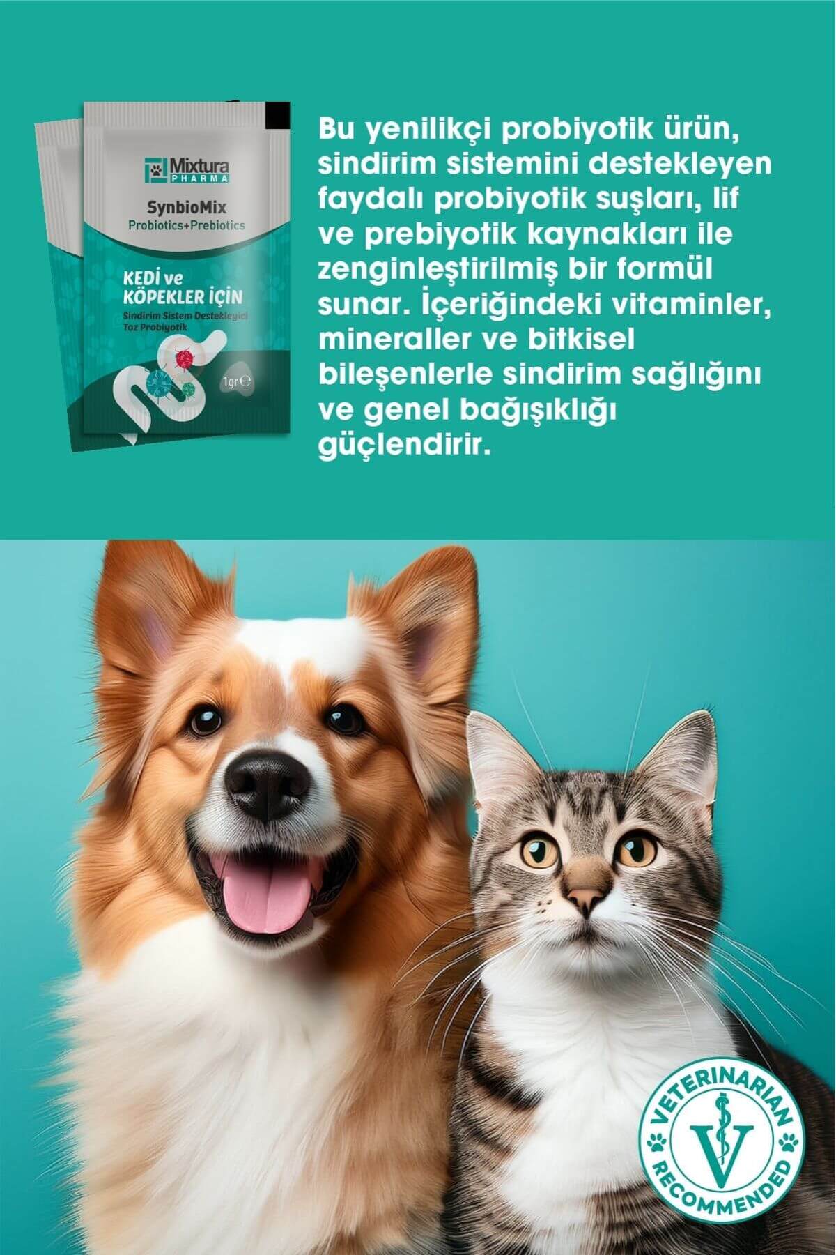 پودر مکمل پروبیوتیک گربه و سگ میکستورا فارما Mixtura Pharma Synbio Mix MT4000