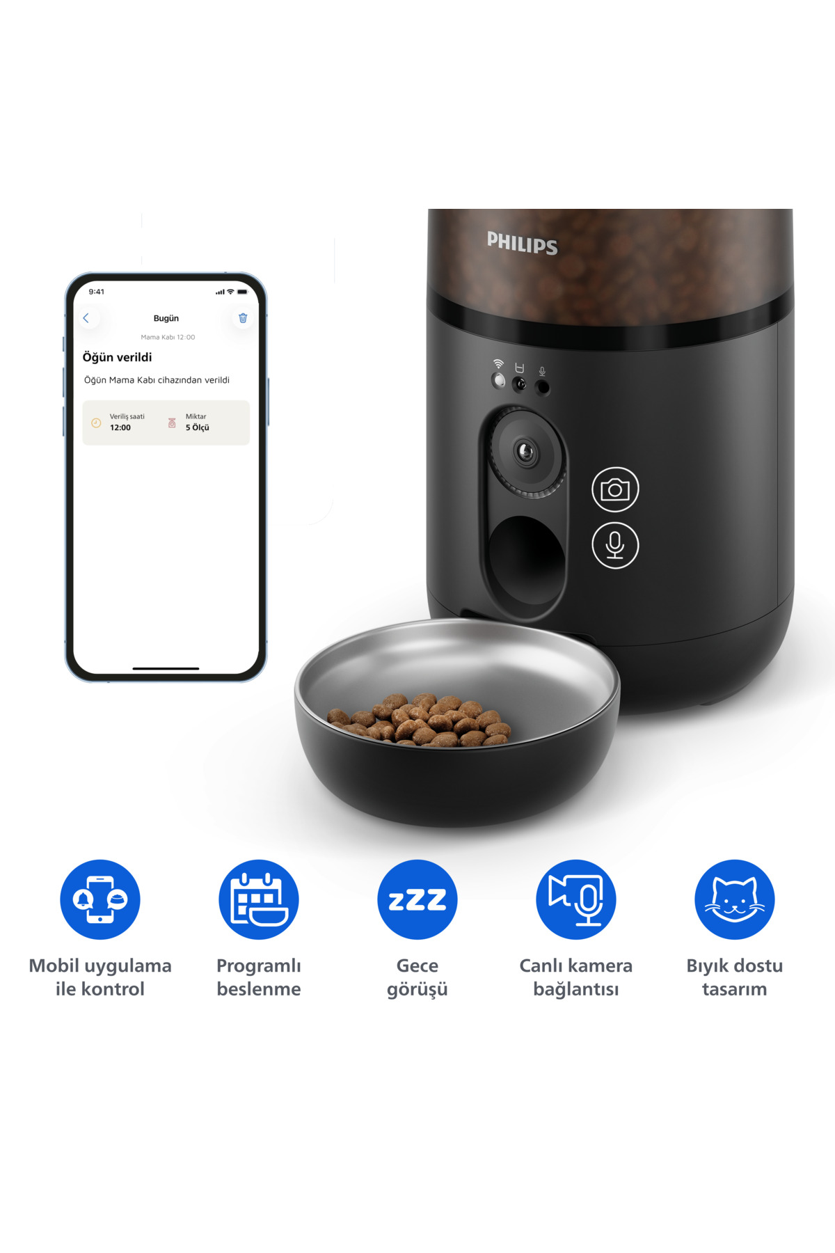 ظرف غذادهی هوشمند دوربین‌دار فیلیپس Philips PAW5320/02 با صدای دوطرفه