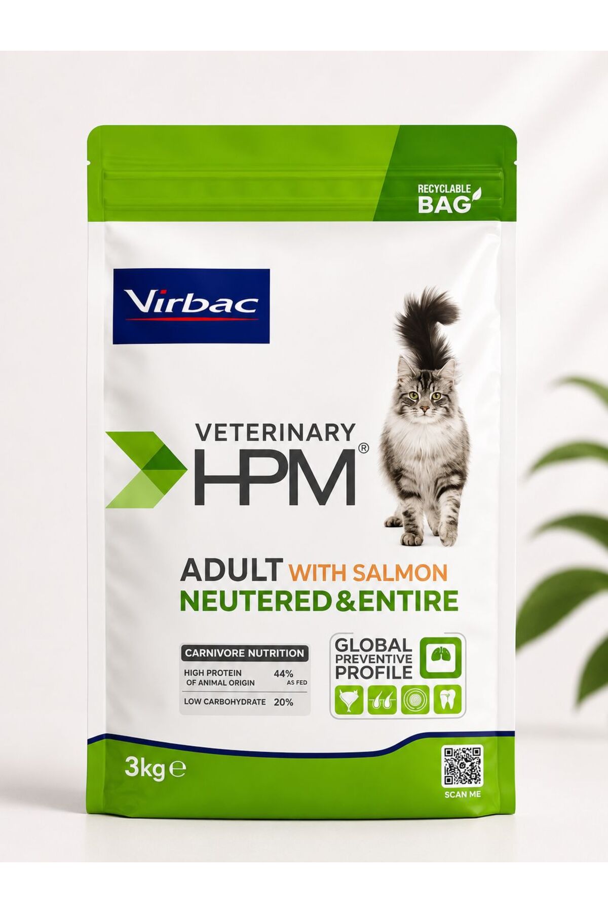 غذای خشک گربه بالغ با سالمون، ویر‌باک Virbac Veterinary HPM، ۳ کیلوگرم