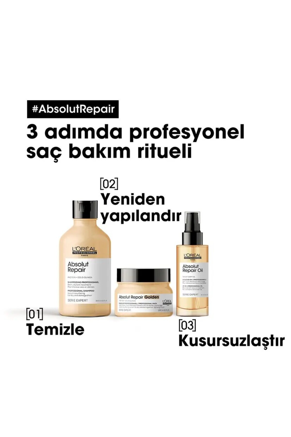 ماسک مو مردانه و زنانه ترمیم ABSOLUT طلا برای موهای خشک فرسوده 250 میل L'oreal Professionnel
