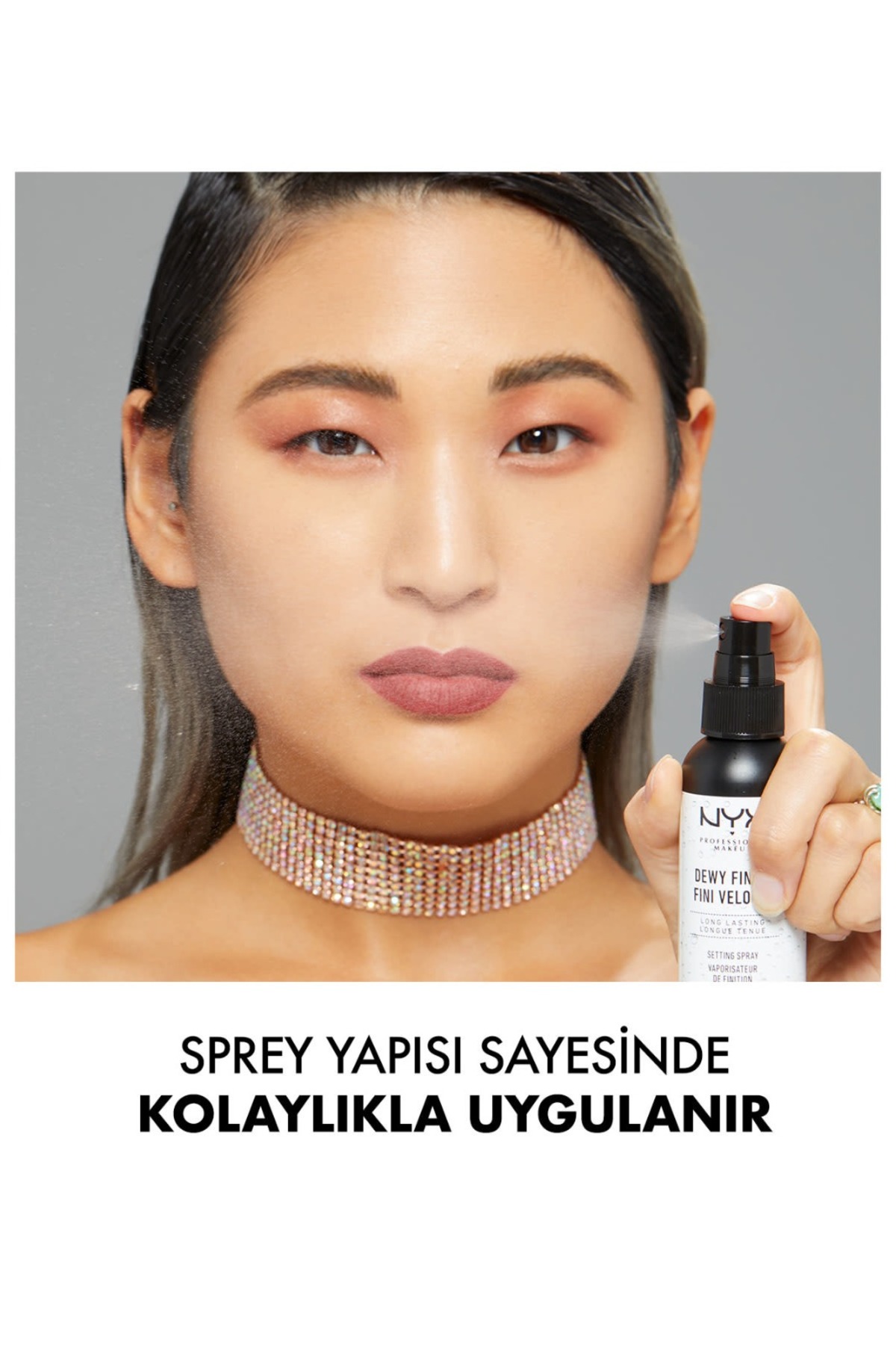 اسپری فیکساتور مواد آرایشی مدل Dewy Finish Setting حجم 60 میل نیکس NYX