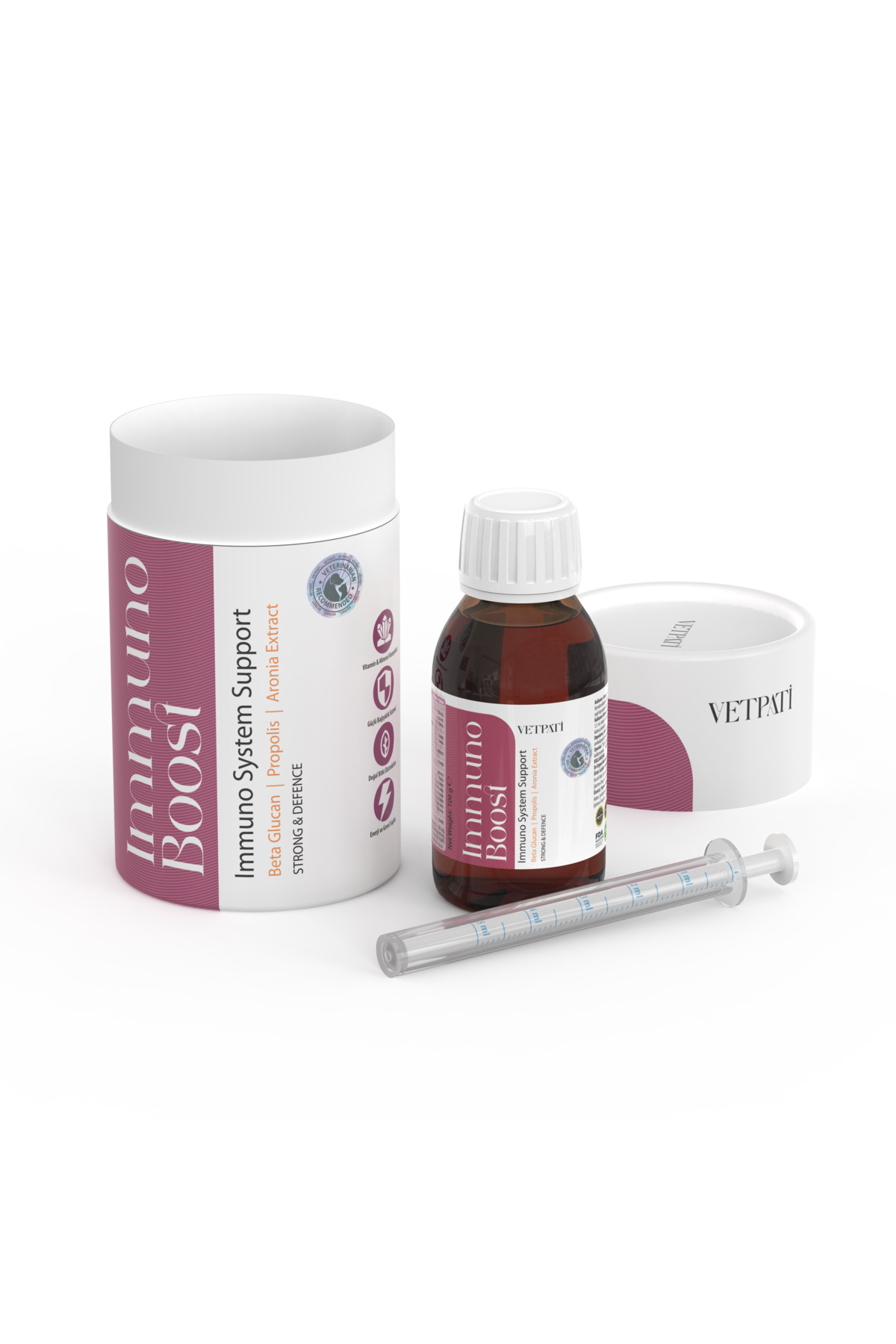 قطره مکمل گربه وتپاتی Vetpati Immuno Boost با بره‌موم، اسپیرولینا و آرونیا