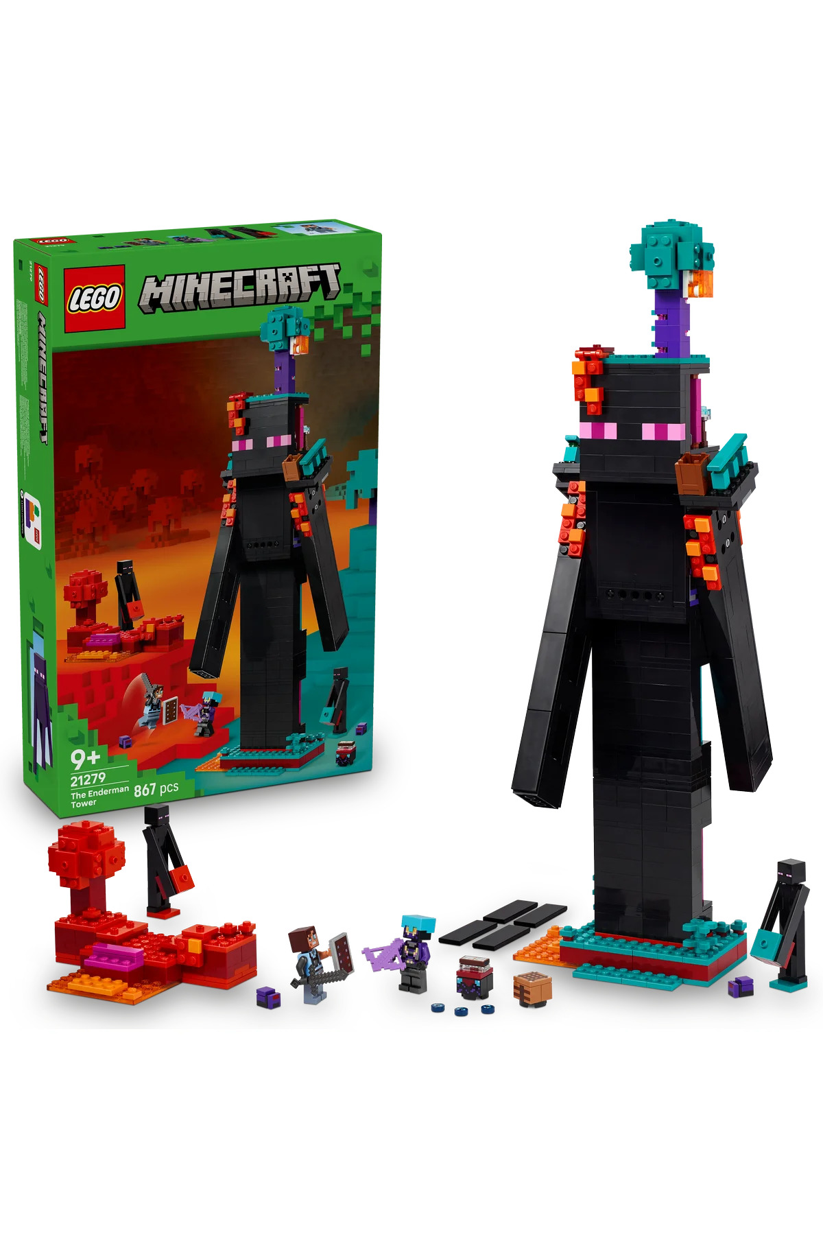 لگو و اسباب بازی های ساخت محور ® MINECRAFT® ENDERMAN TOWER 21279 مجموعه ساختمانی خلاقانه اسباب‌بازی برای کودکان 9 سال به بالا 867P اورجینال LEGO