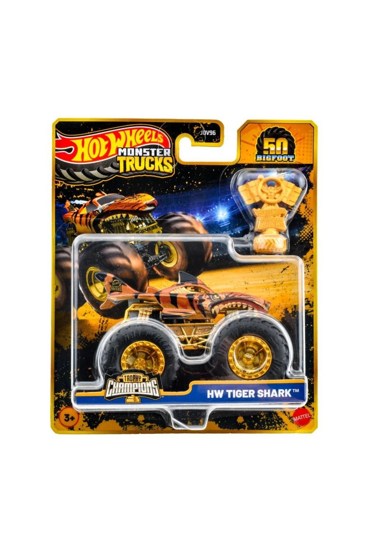 ماشین اسباب بازی MONSTER TRUCKS TIGER SHARK TROPHY CHAMPIONS JDV96 JDW02 از ترکیه HOT WHEELS