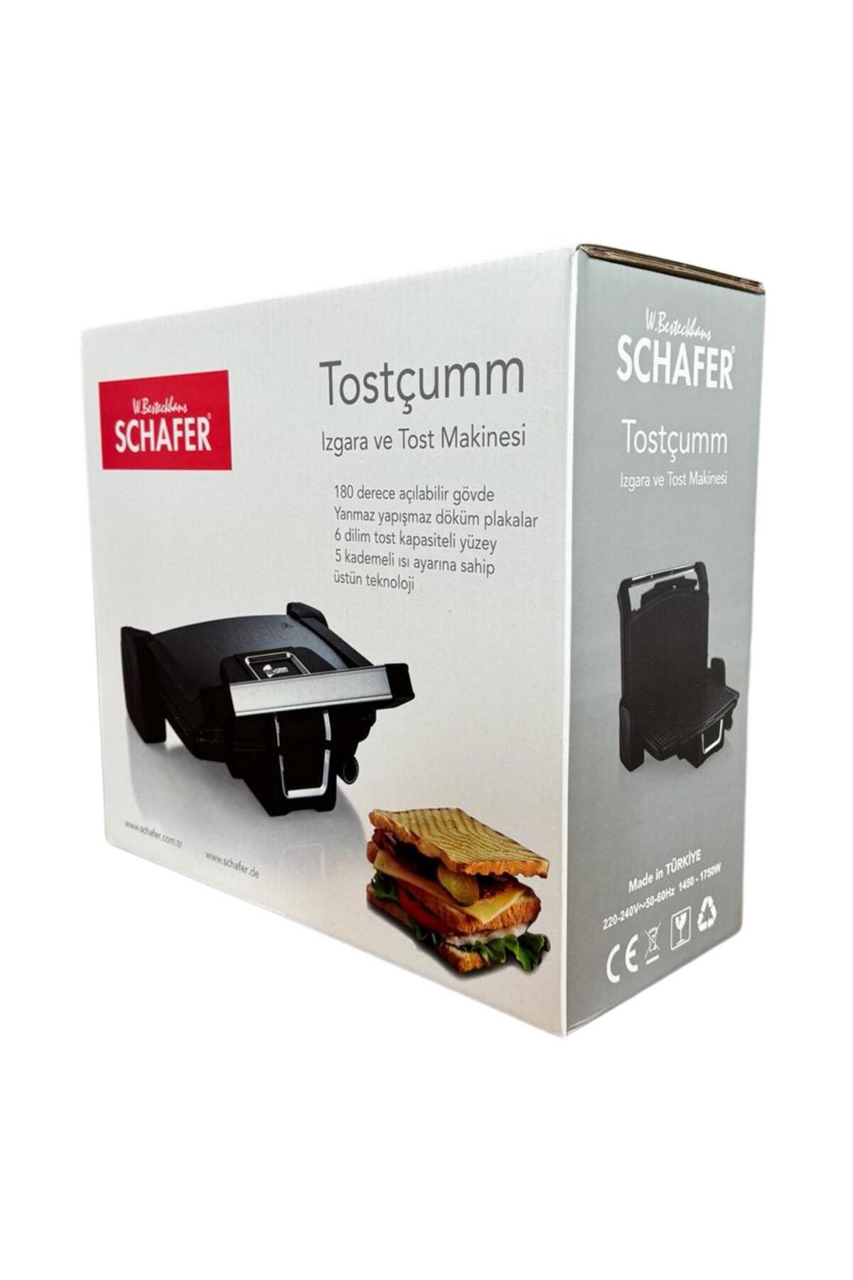 دستگاه ساندویچ و تست توستر 1500W INOX اورجینال Schafer