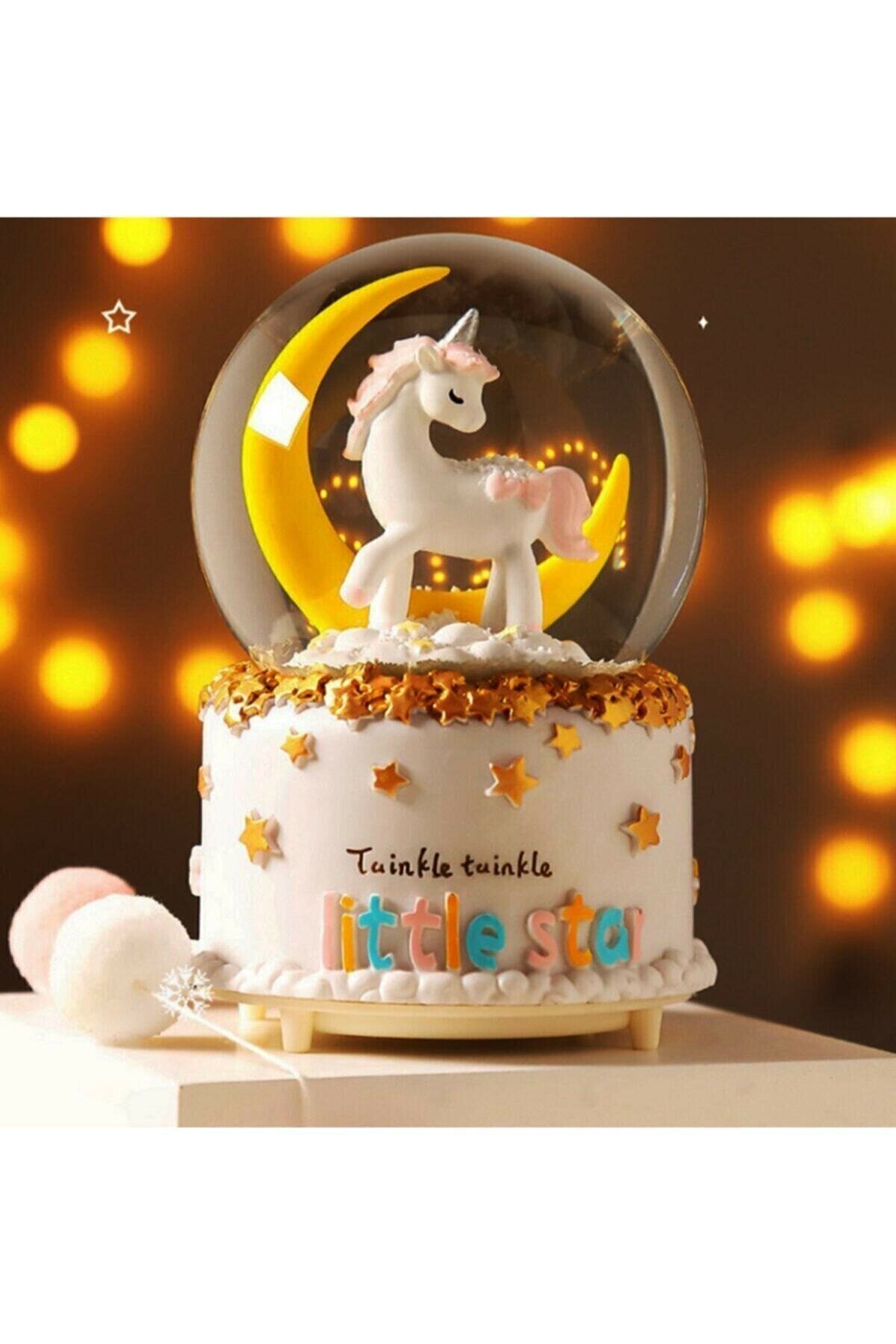 گوی برفی جعبه موسیقی SNOW GLOBE با تم تکشاخ نور 16 سانتی متری از ترکیه Raicon