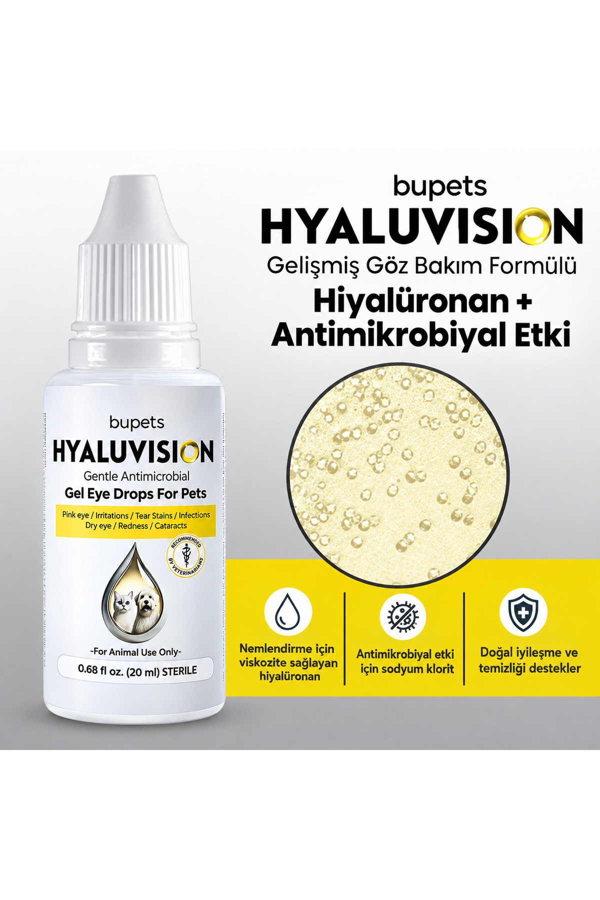 قطره مراقبت از چشم سگ و گربه بوپتس Bupets Hyaluvision، ۲۰ میلی‌لیتر