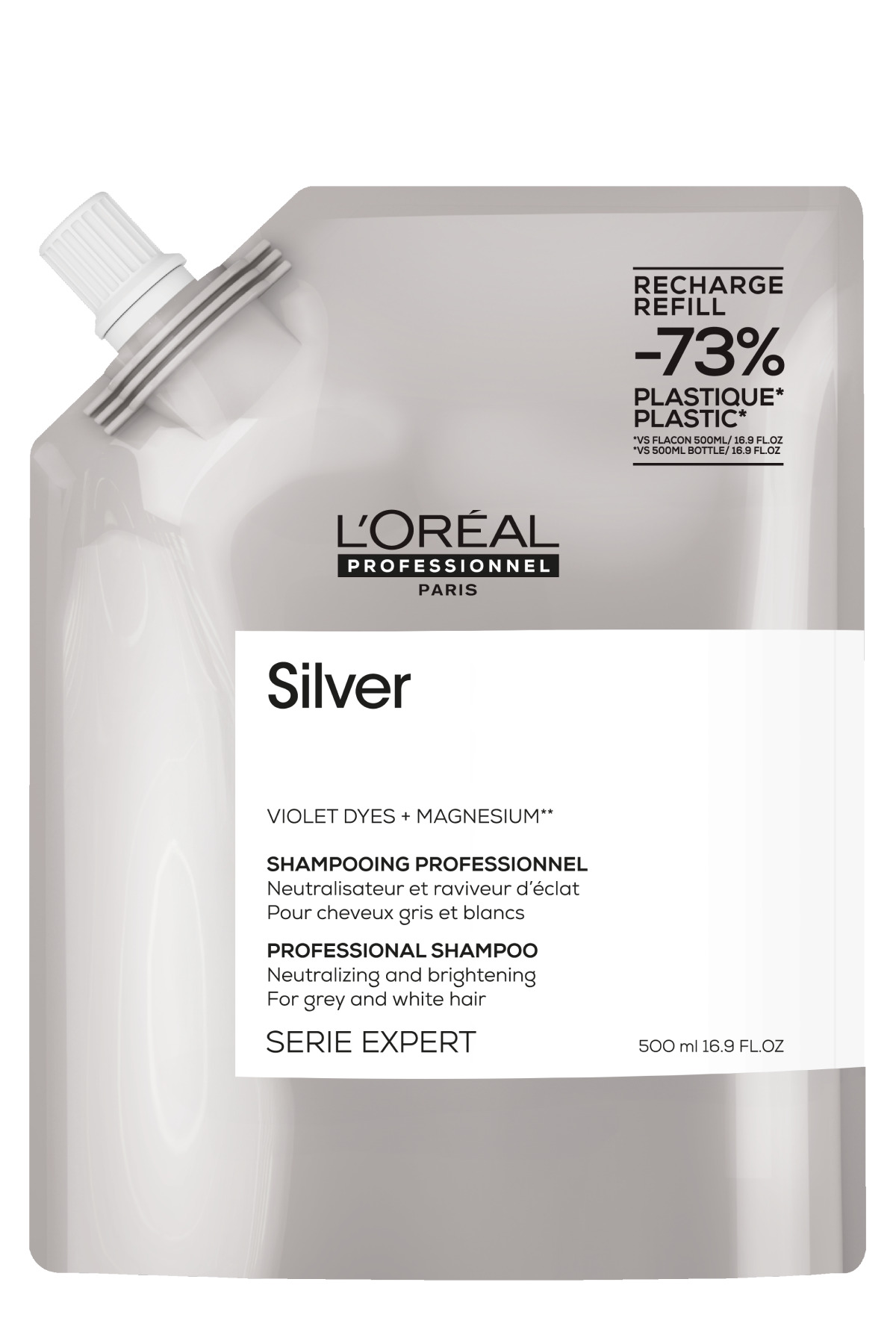 شامپو مردانه و زنانه SERIE EXPERT SILVER بسیار سبک زرد خاکستری سفید رنگ مو متعادل کننده پرپل بنفش L'oreal Professionnel