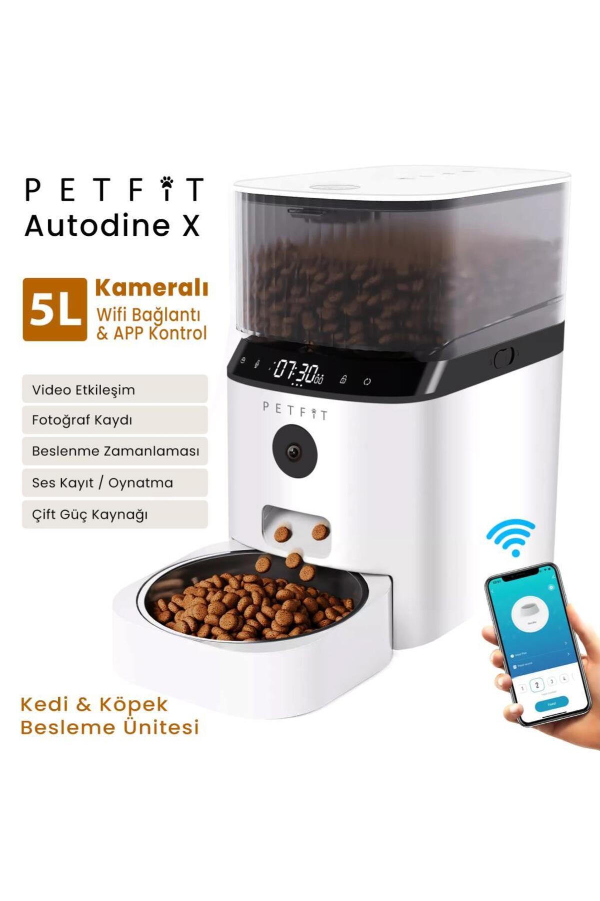ظرف غذادهی خودکار هوشمند پتفیت Petfit AutoDine X 5L با دوربین Wi-Fi برای گربه و سگ