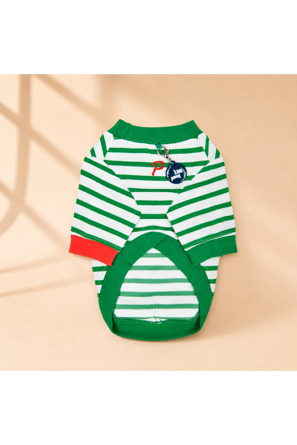 سویشرت نخی سگ راه‌راه سبز پاپیا Puppia مدل VLR-GREEN-STRIPE-01