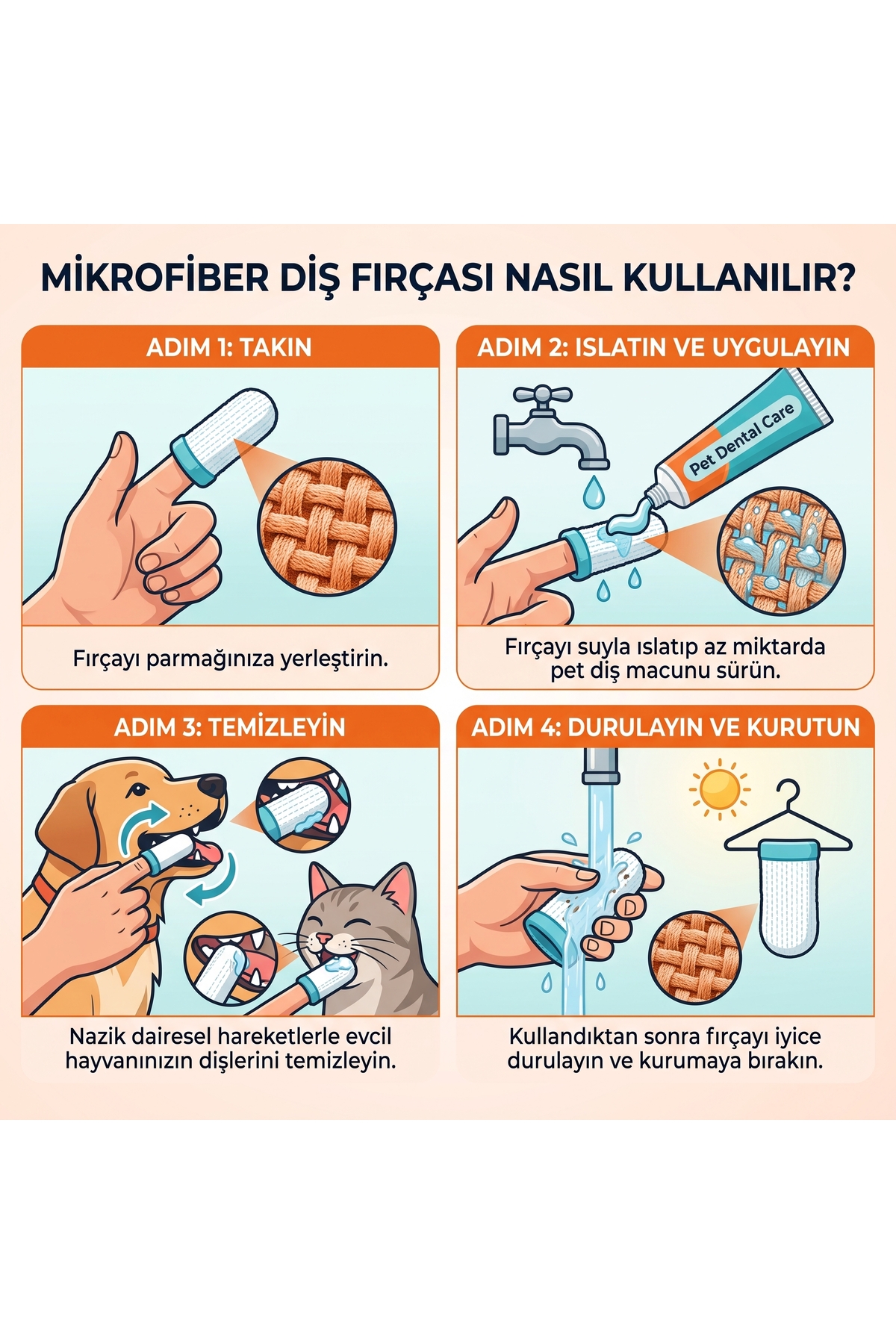 مسواک انگشتی دندان سگ و گربه پاورا پت Pawera Pet مدل pwr93304