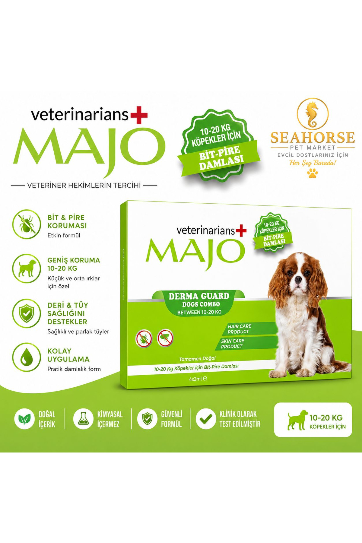 قطره ضد شپش و کک سگ ماجو Majo Derma Guard Dogs Combo، ۱۰ تا ۲۰ کیلوگرم