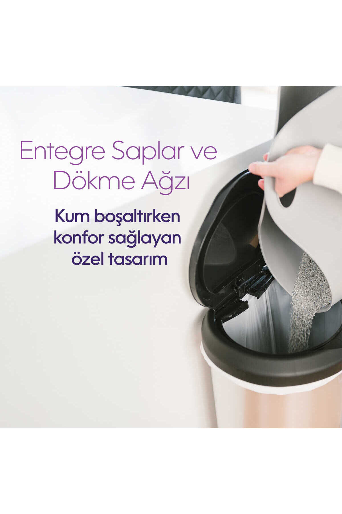 ظرف خاک گربه دیواره‌بلند لیتر جینی Litter Genie خاکستری